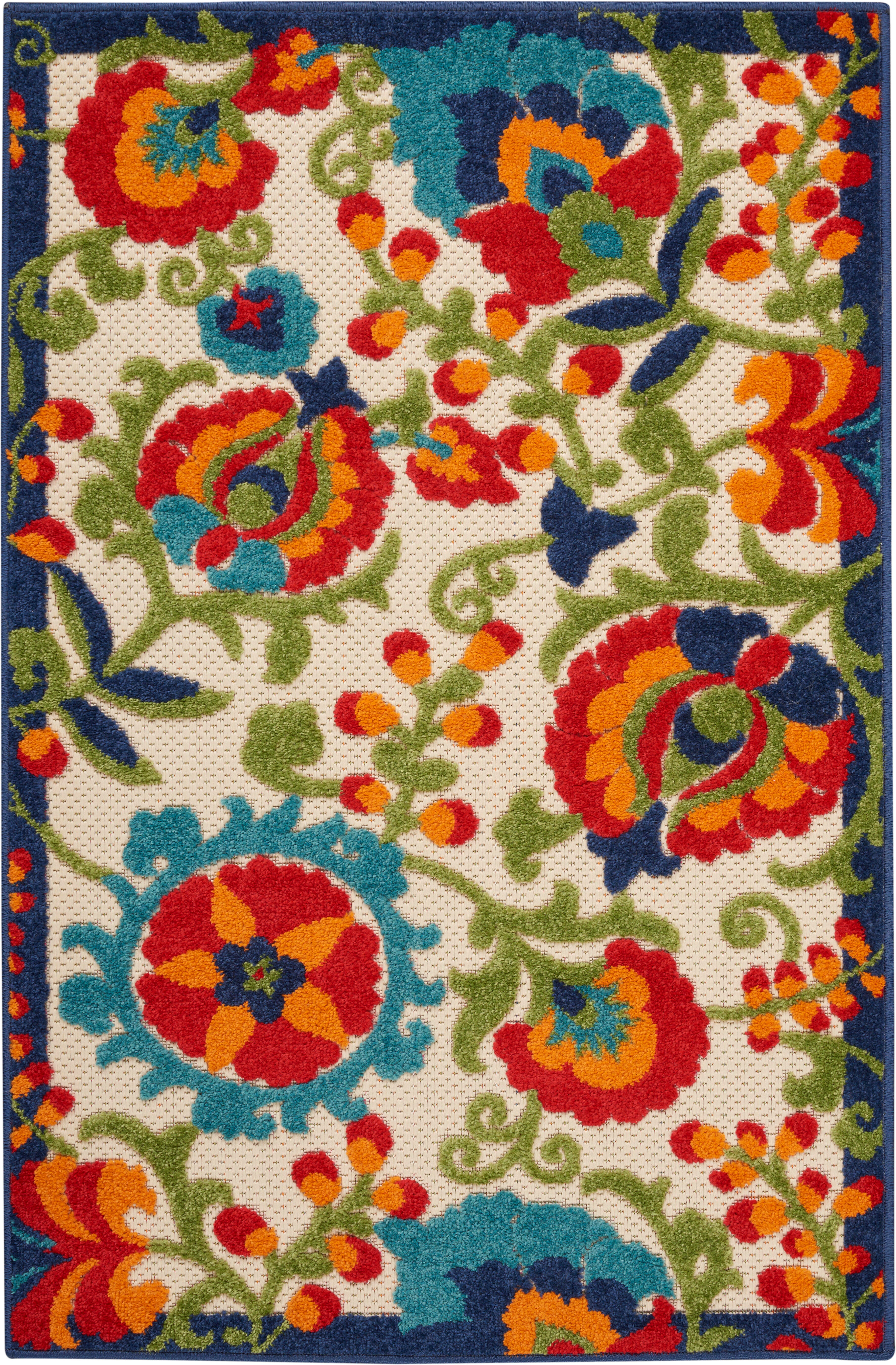 Nourison Home Nourison Aloha 2'8" x 4' Multicolor Farmhouse Indoor/Outdoor Rug, Multi, large