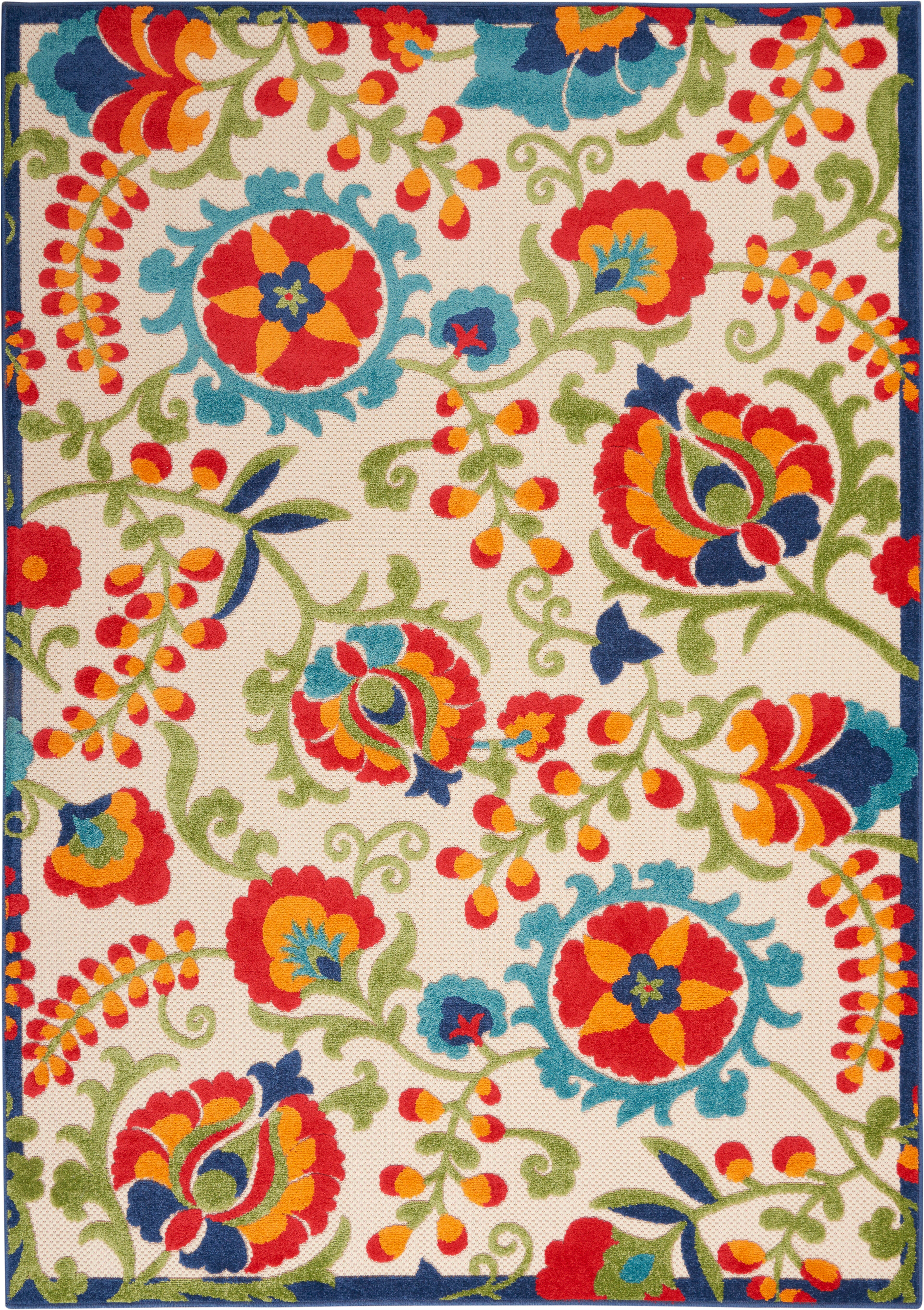 Nourison Home Nourison Aloha 3'6" x 5'6" Multicolor Farmhouse Indoor/Outdoor Rug, Multi, large