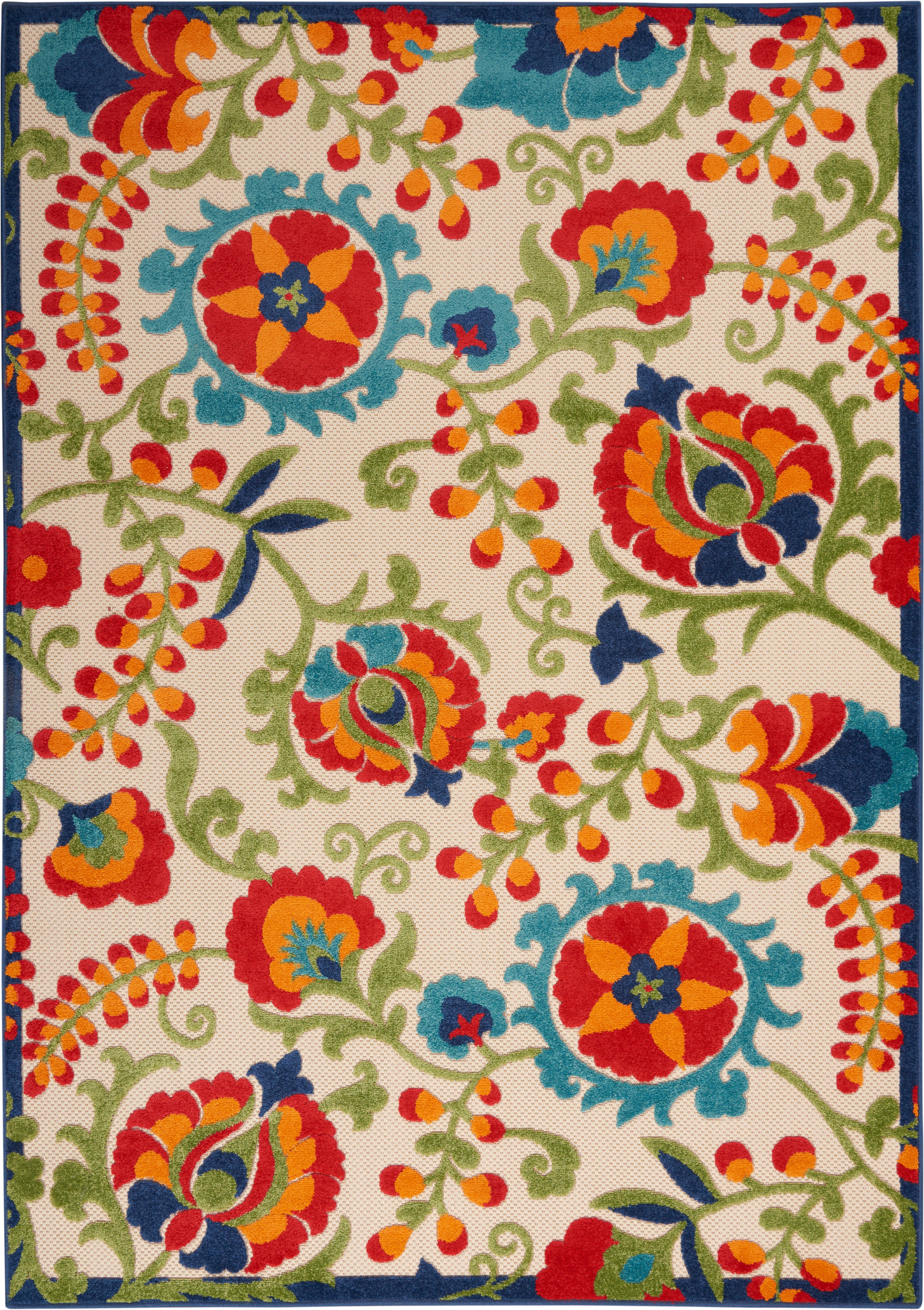 Nourison Home Nourison Aloha 5'3" x 7'5" Multicolor Farmhouse Indoor/Outdoor Rug, Multi, large