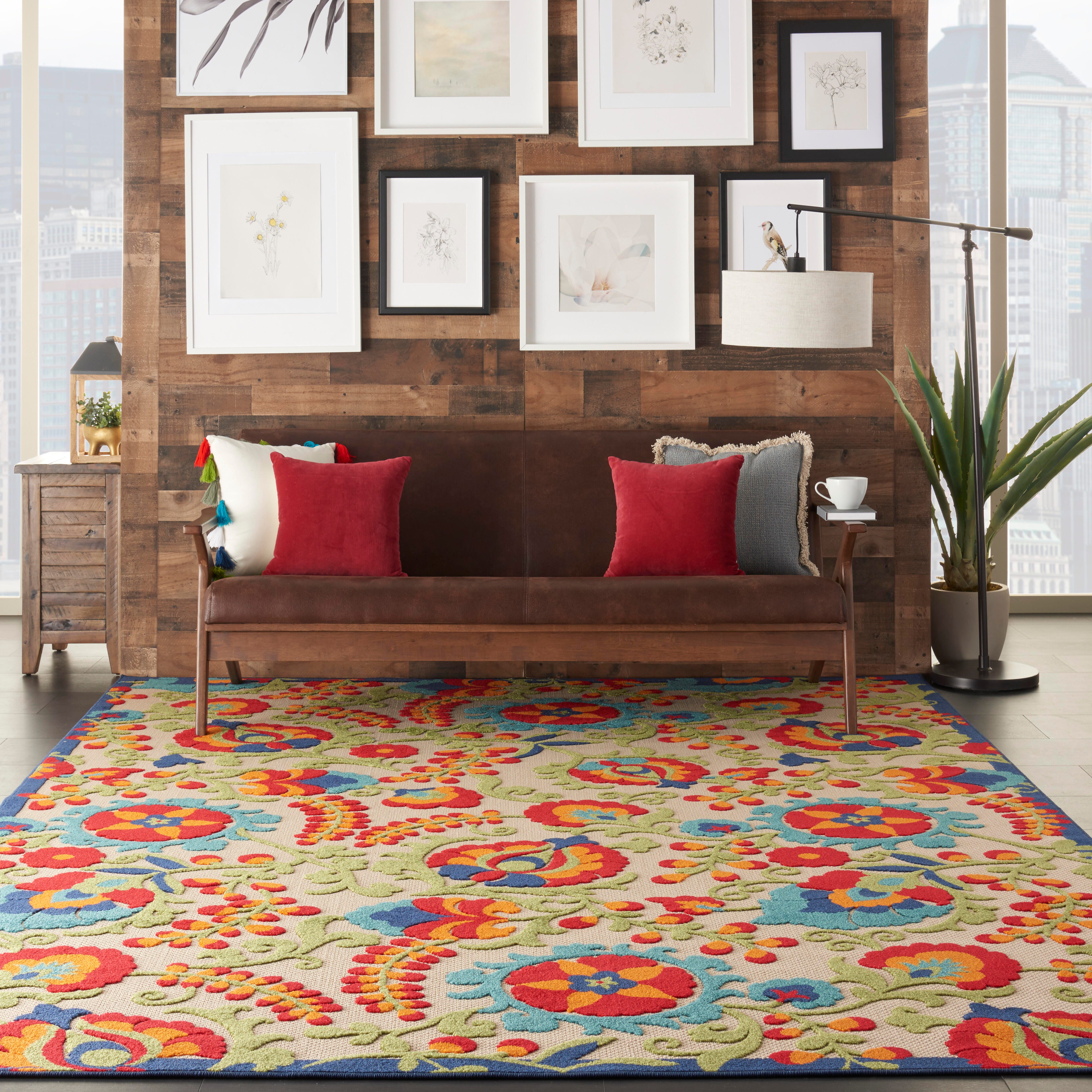 Nourison Home Nourison Aloha 7' x 10' Multicolor Farmhouse Indoor/Outdoor Rug, Multi, rollover