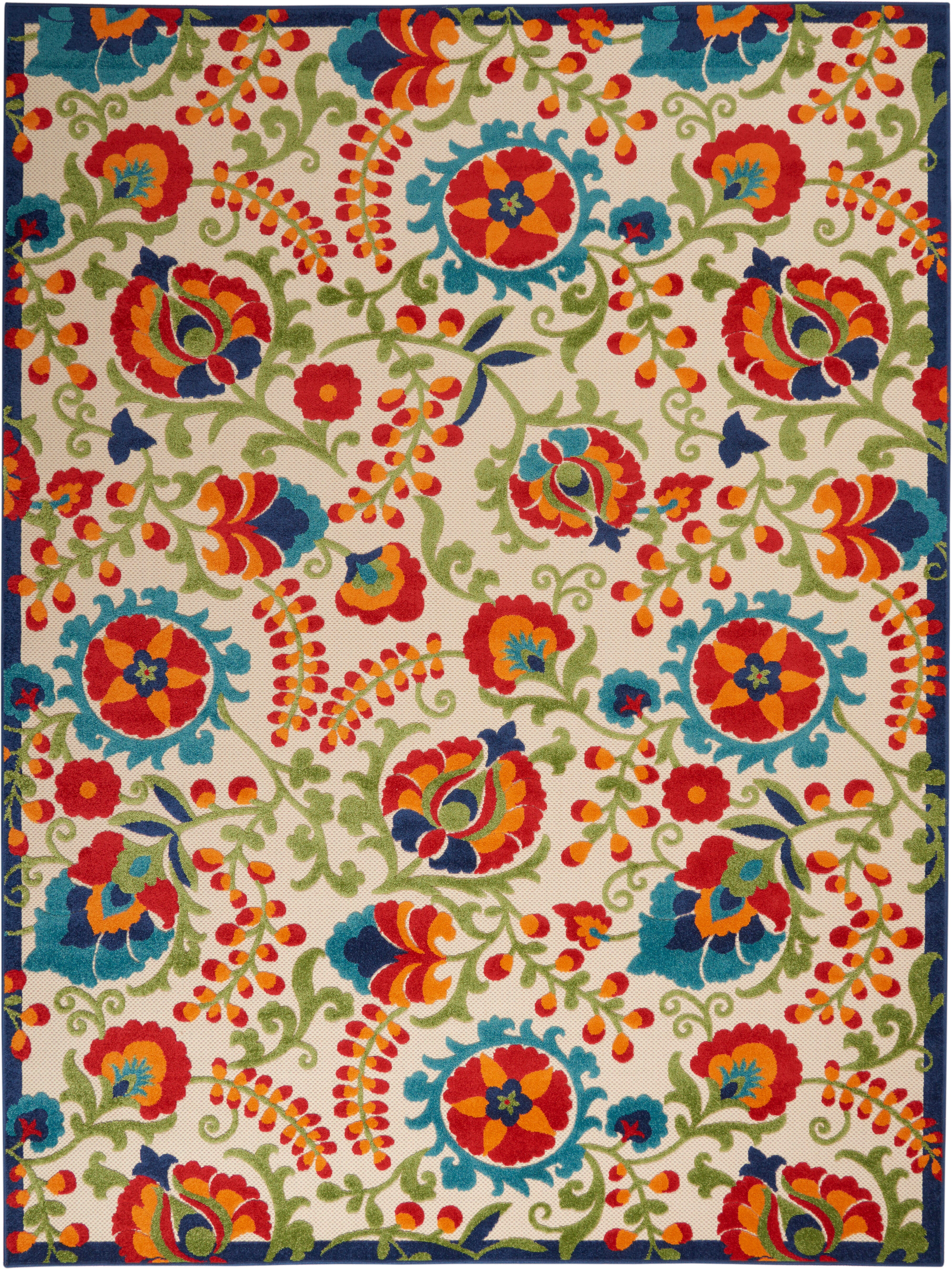 Nourison Home Nourison Aloha 7'10" x 10'6" Multicolor Farmhouse Indoor/Outdoor Rug, Multi, large