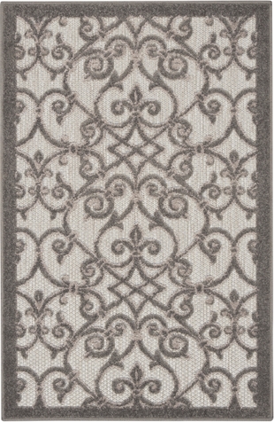 Nourison Home Nourison Aloha 2'8" x 4' Grey/Charcoal Contemporary Indoor/Outdoor Rug, Gray/Charcoal, large