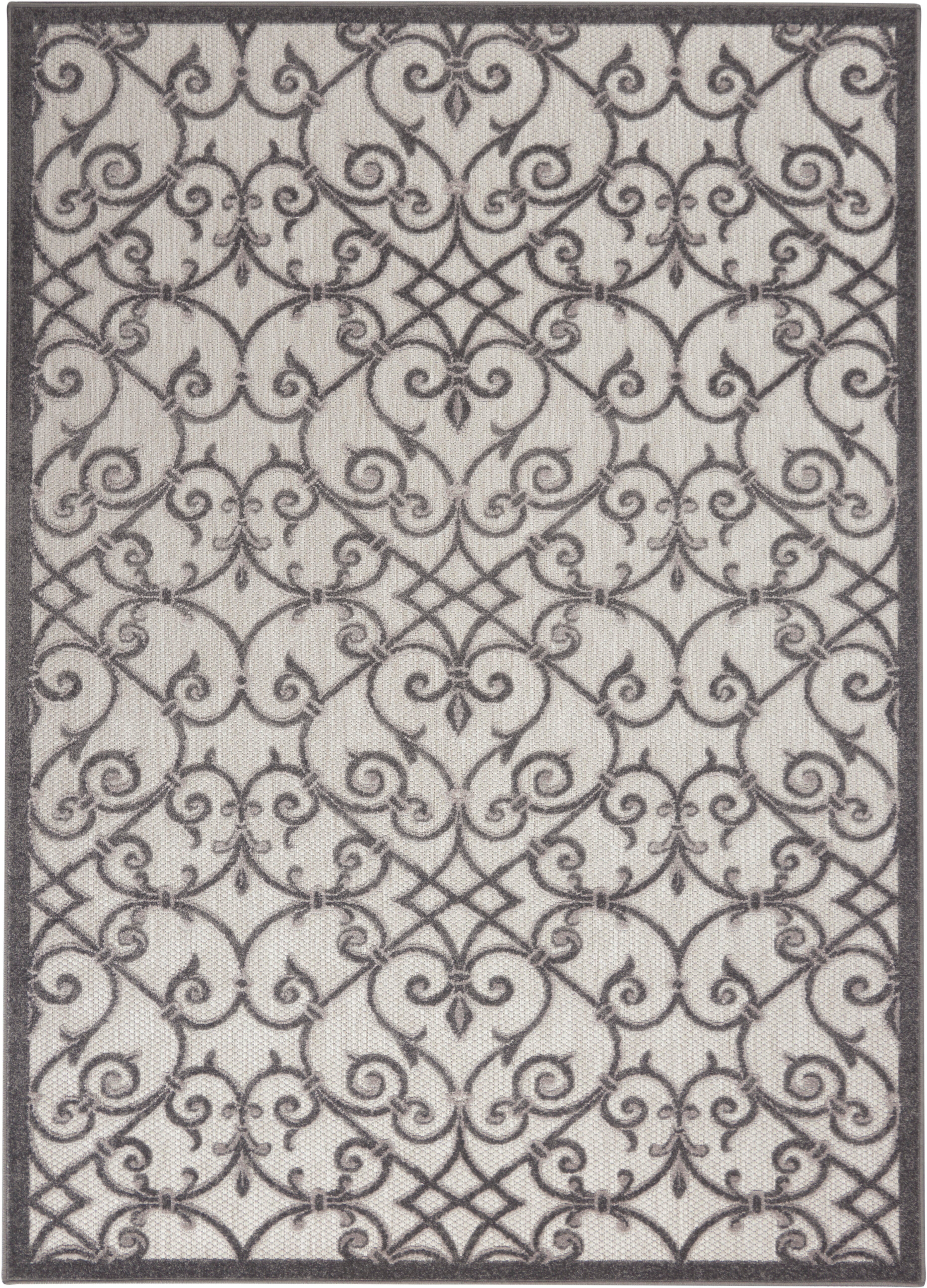 Nourison Home Nourison Aloha 5'3" x 7'5" Grey/Charcoal Contemporary Indoor/Outdoor Rug, Gray/Charcoal, large