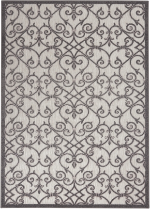 Nourison Home Nourison Aloha 5'3" x 7'5" Grey/Charcoal Contemporary Indoor/Outdoor Rug, Gray/Charcoal, large