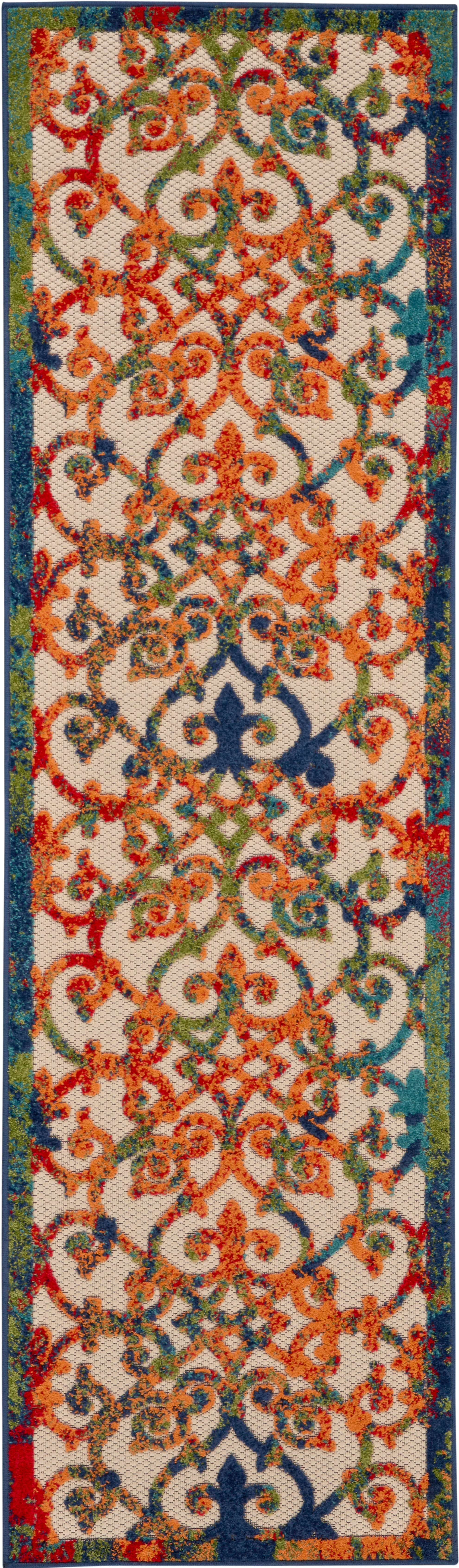 Nourison Home Nourison Aloha 2'3" x 10' Multicolor Contemporary Indoor/Outdoor Rug, Multi, large