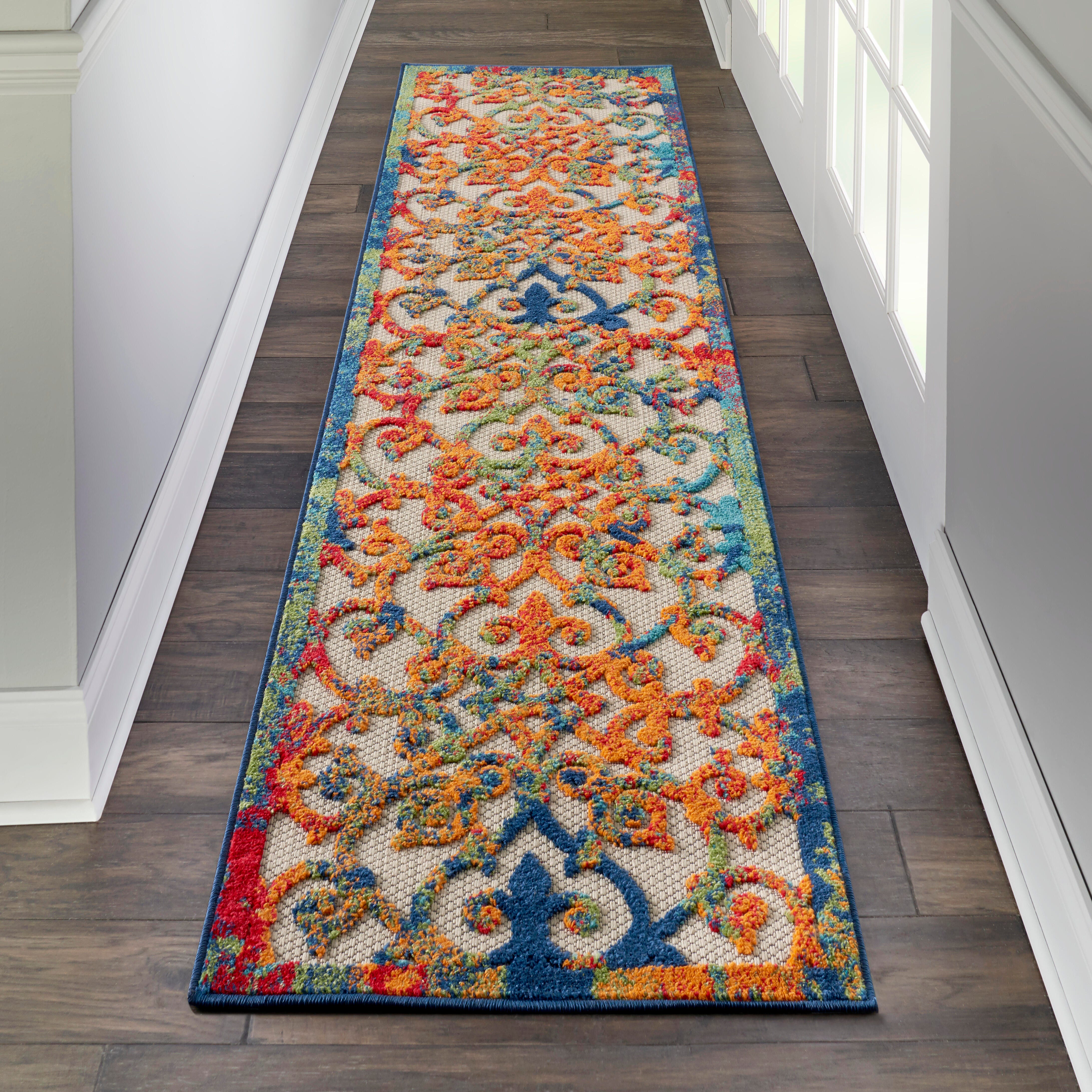 Nourison Home Nourison Aloha 2'3" x 12' Multicolor Contemporary Indoor/Outdoor Rug, Multi, rollover