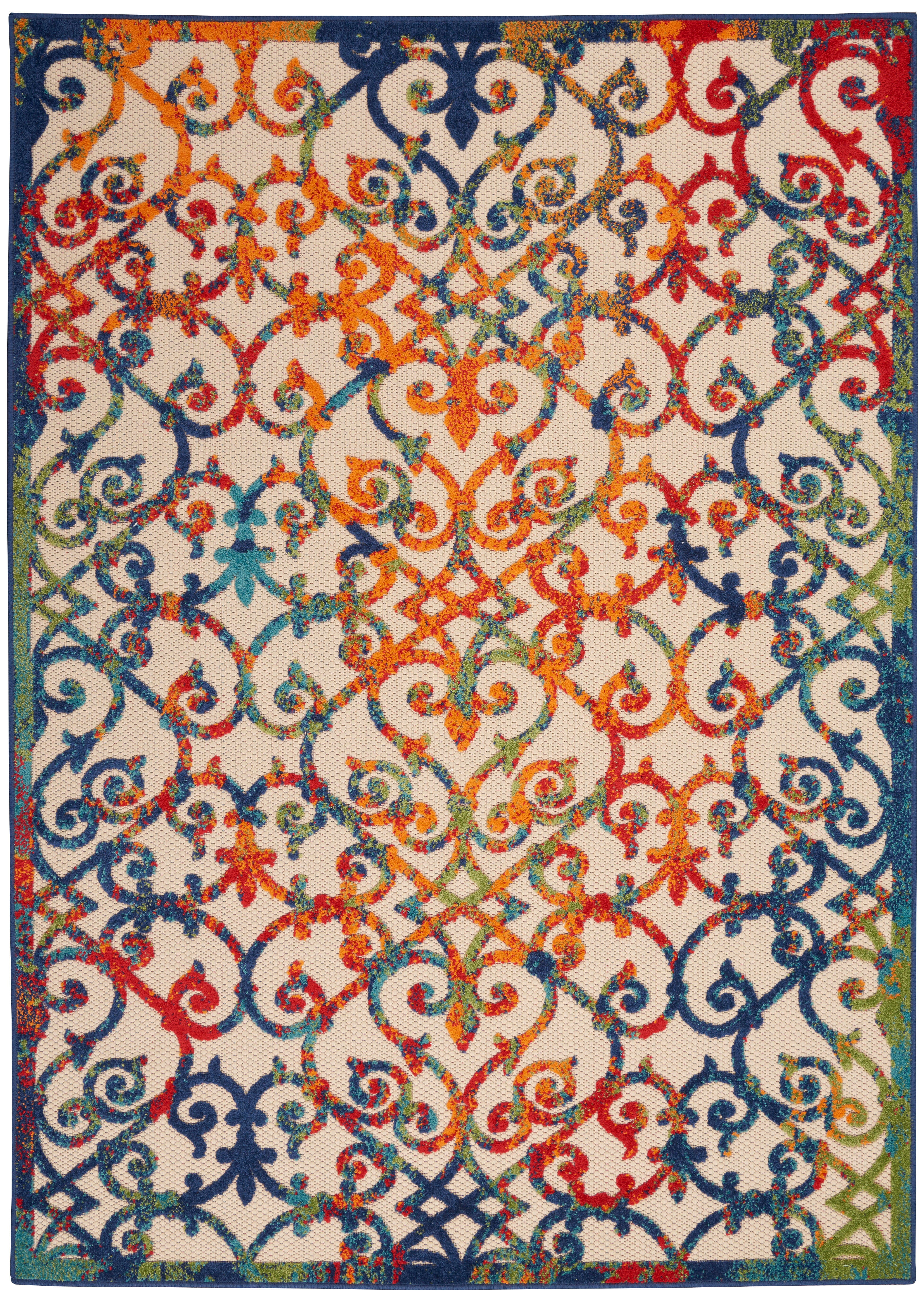 Nourison Home Nourison Aloha 3'6" x 5'6" Multicolor Contemporary Indoor/Outdoor Rug, Multi, large
