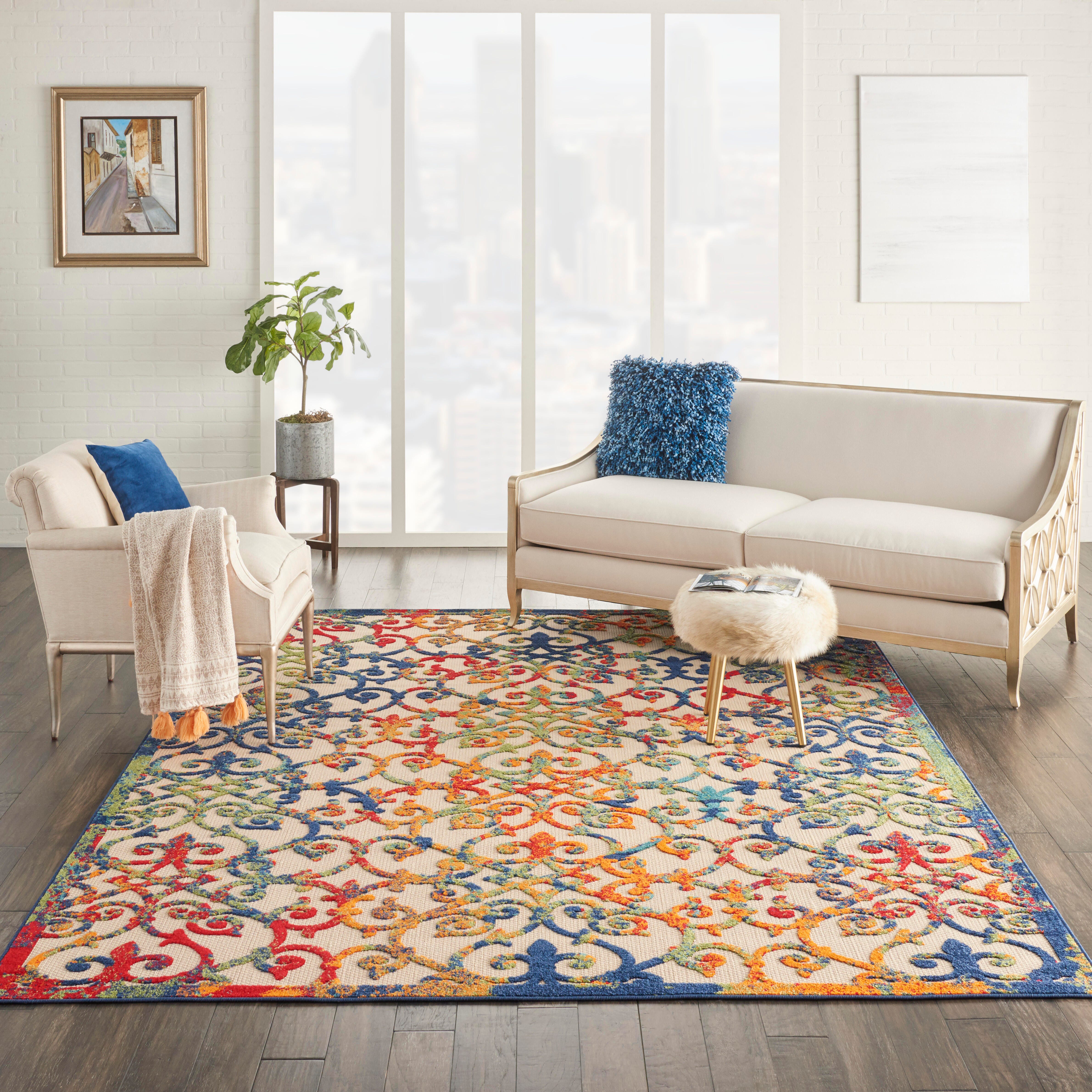 Nourison Home Nourison Aloha 7' x 10' Multicolor Contemporary Indoor/Outdoor Rug, Multi, rollover
