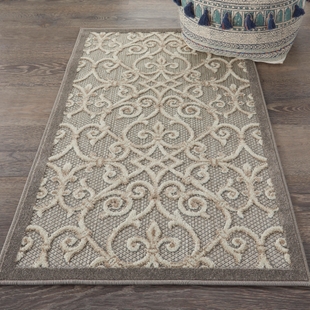 Nourison Home Nourison Aloha 2'8" x 4' Natural Contemporary Indoor/Outdoor Rug, Natural, rollover
