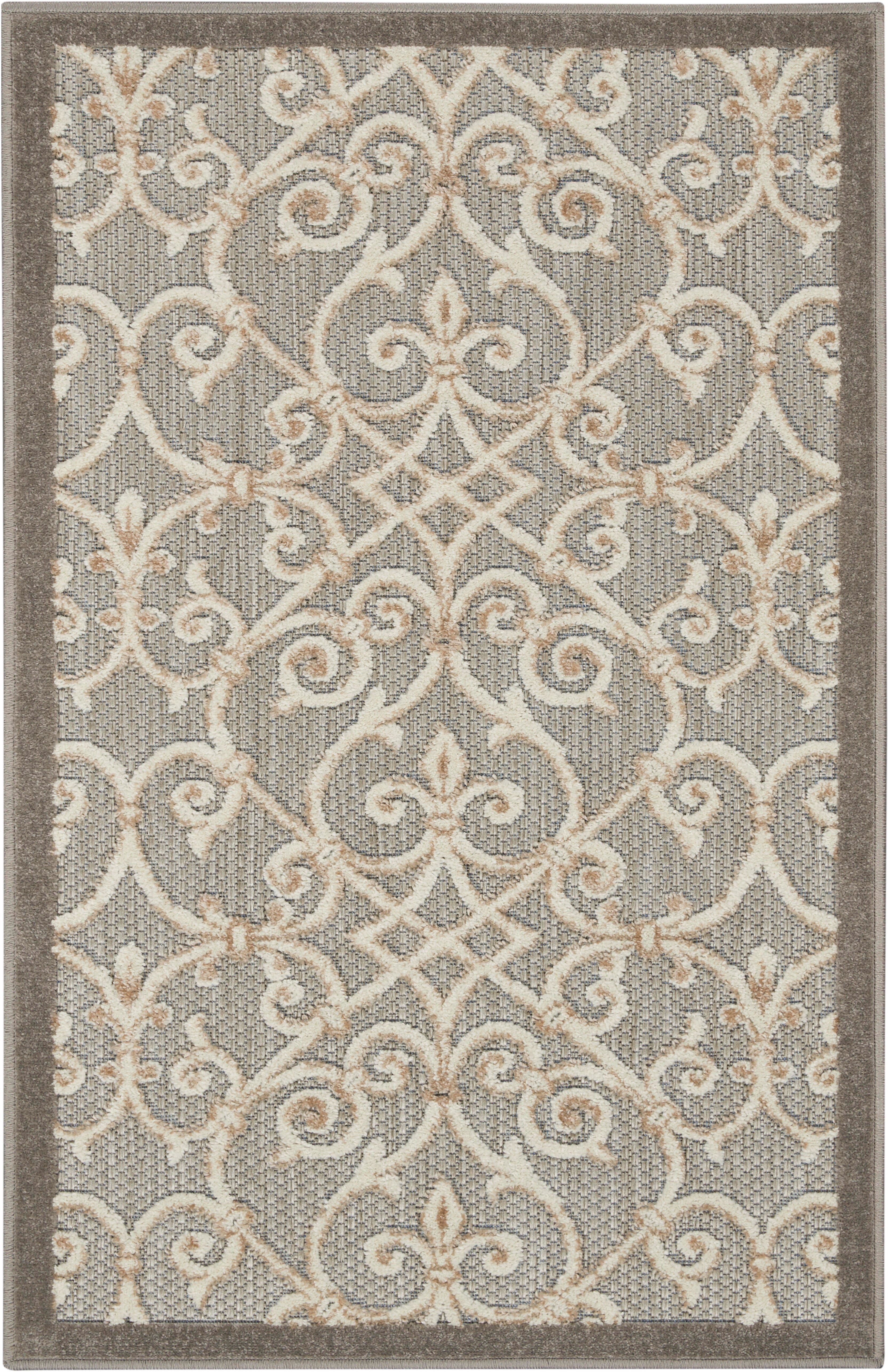 Nourison Home Nourison Aloha 2'8" x 4' Natural Contemporary Indoor/Outdoor Rug, Natural, large