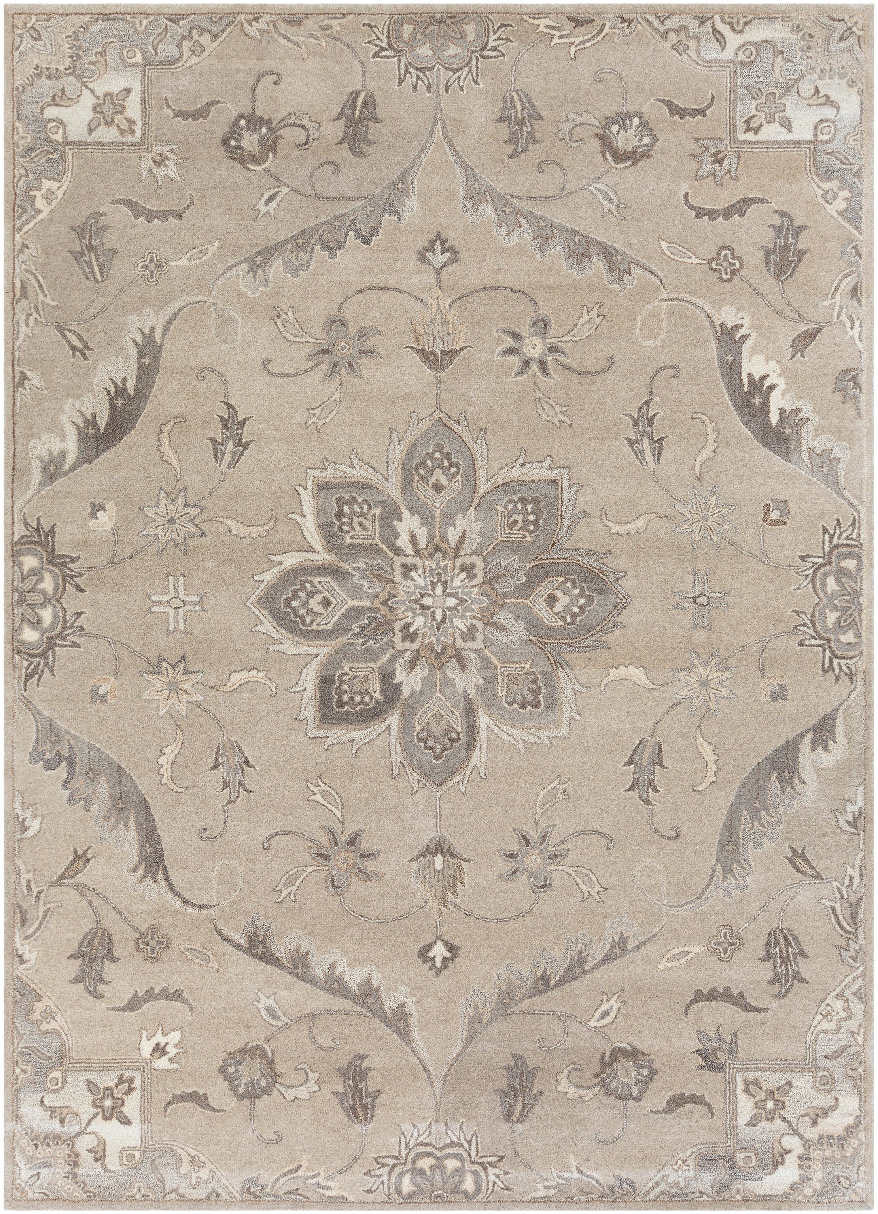 World Needle Calypso Medallion Area Rug, Taupe, large