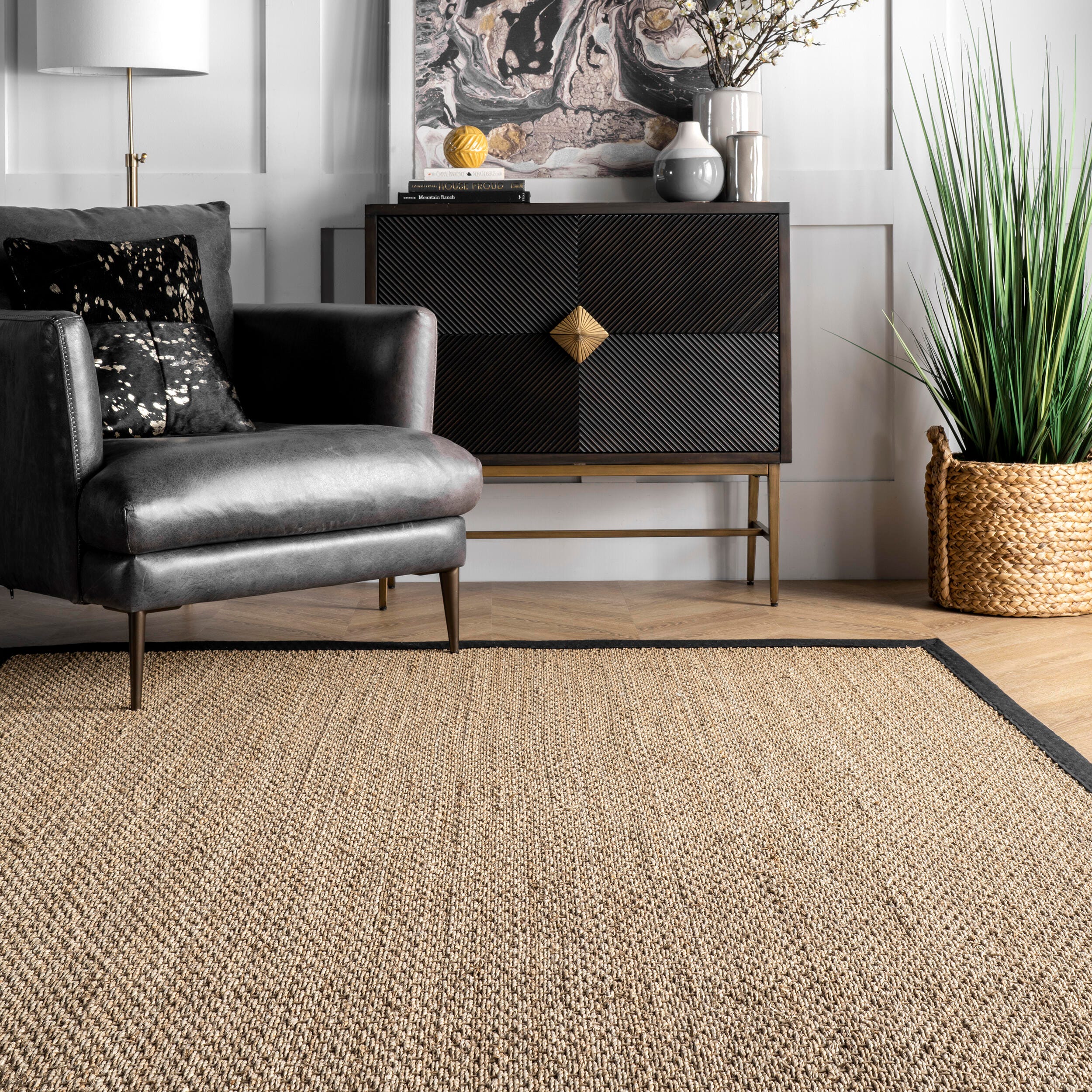 NuLoom Elijah Farmhouse Seagrass Area Rug, Black, large