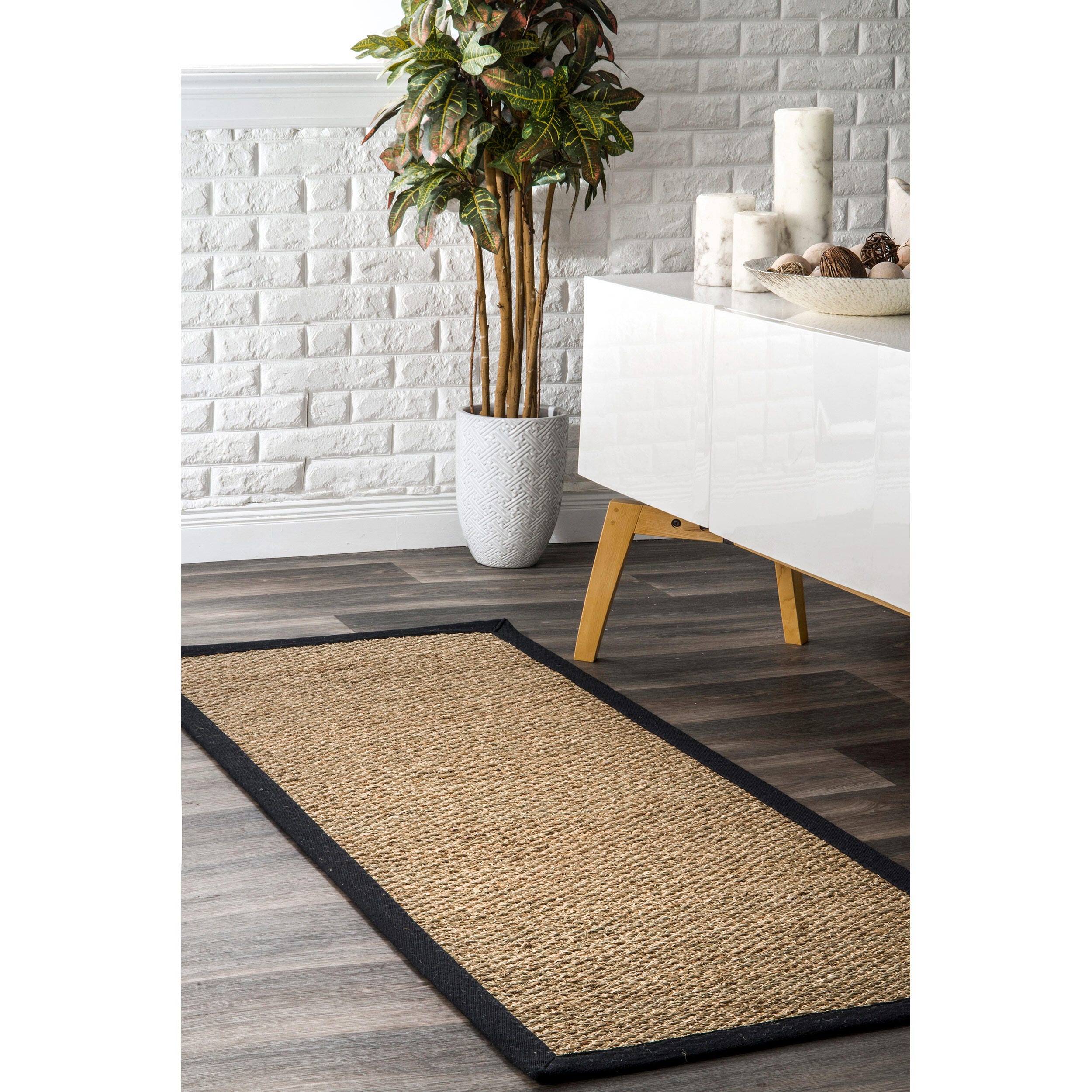 NuLoom Elijah Farmhouse Seagrass Area Rug, Black, rollover