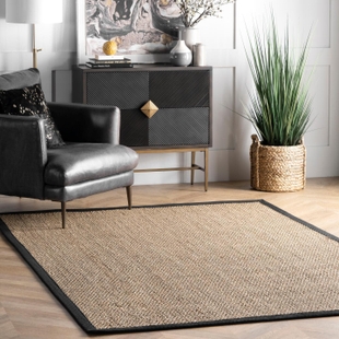 NuLoom Elijah Farmhouse Seagrass Area Rug, Black, rollover