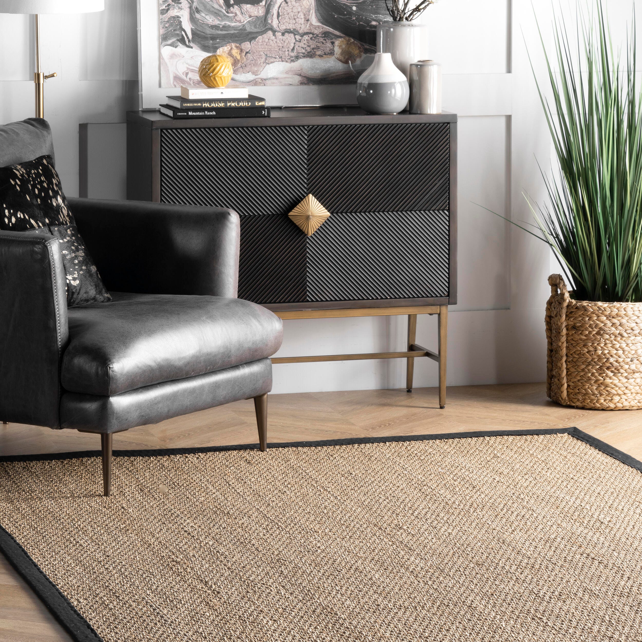NuLoom Elijah Farmhouse Seagrass Area Rug, Black, large