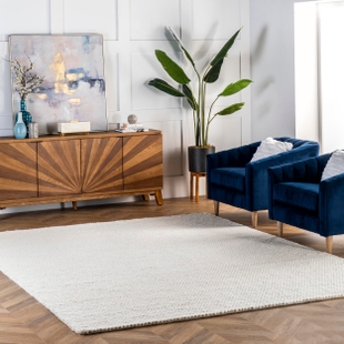 NuLoom Penelope Braided Wool Area Rug, Off White, rollover