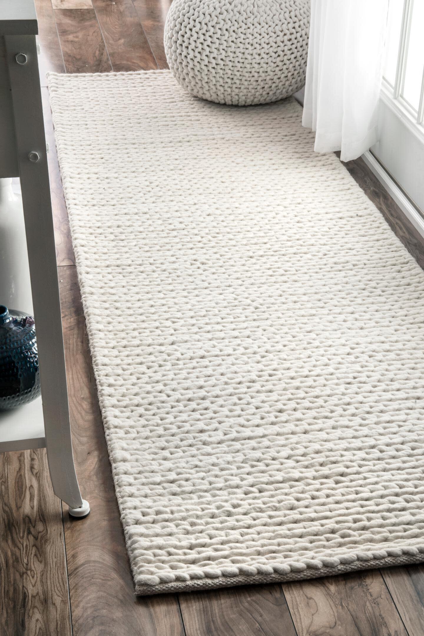 NuLoom Penelope Braided Wool Area Rug, Off White, large
