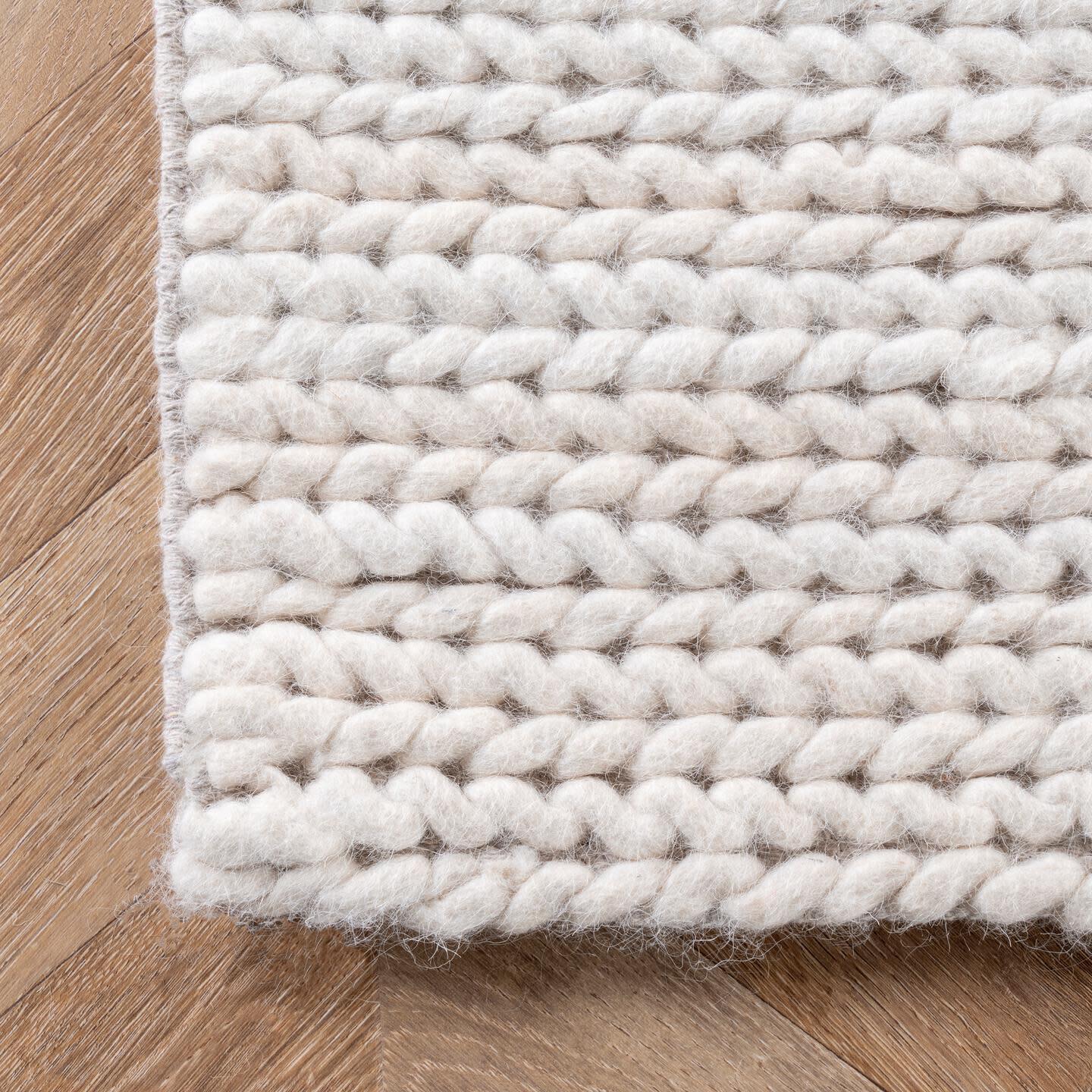 NuLoom Penelope Braided Wool Area Rug, Off White, large