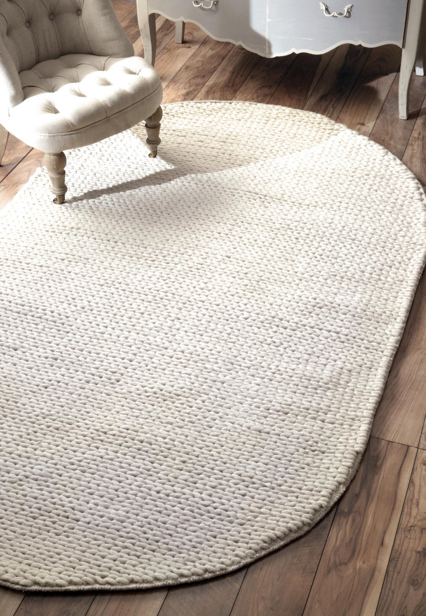NuLoom Penelope Braided Wool Area Rug, Off White, large
