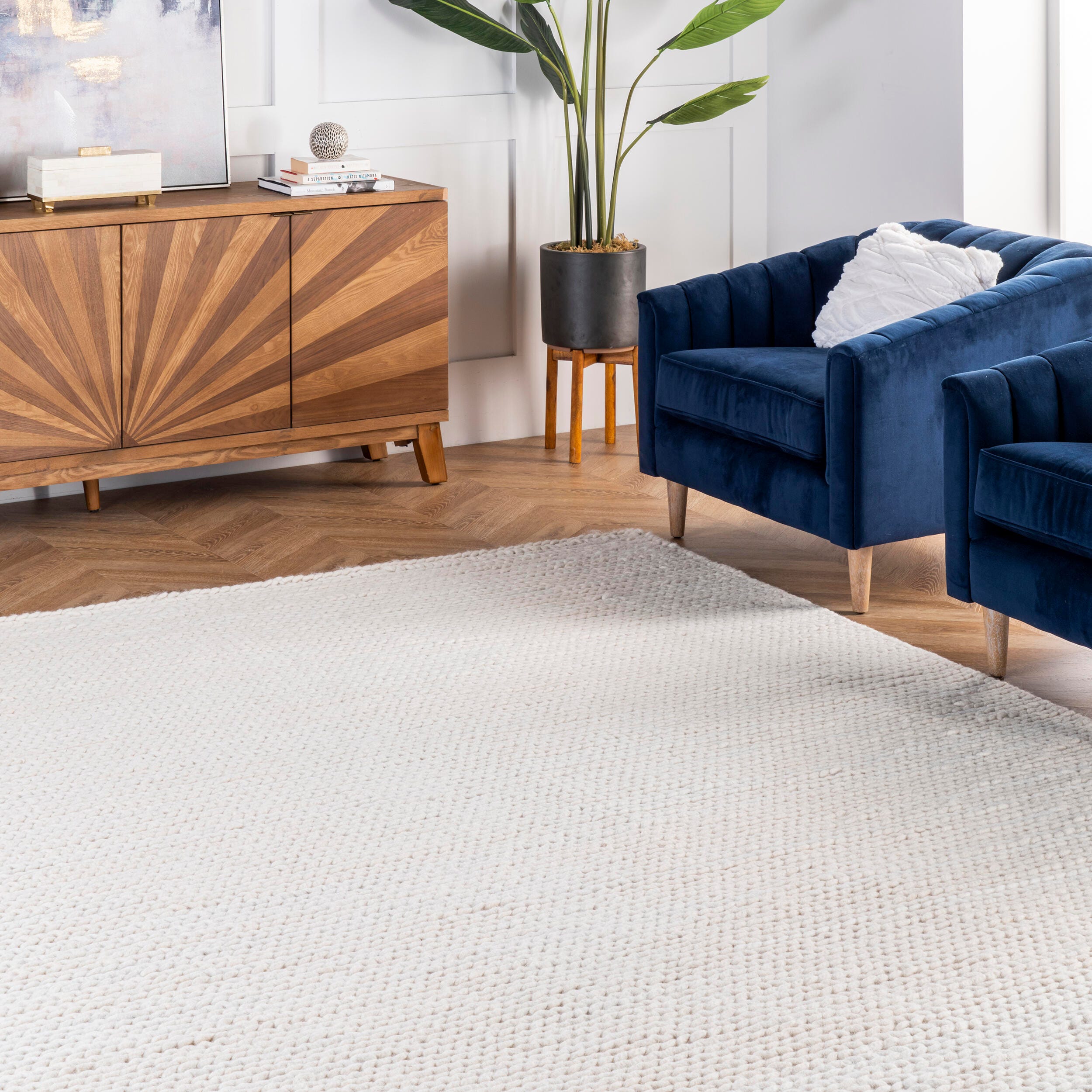 NuLoom Penelope Braided Wool Area Rug, Off White, large