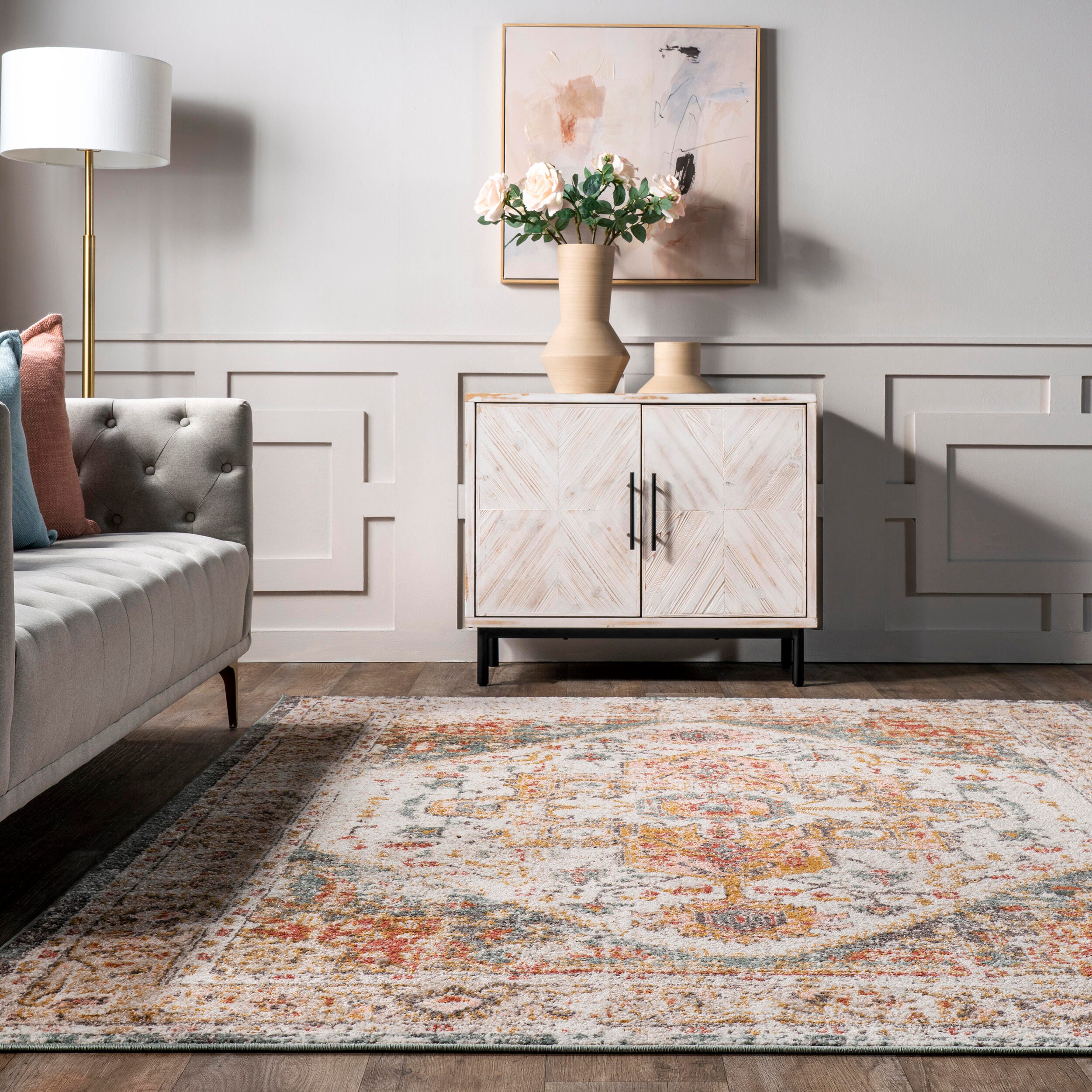 NuLoom Justine Vintage Medallion Area Rug, Beige, large