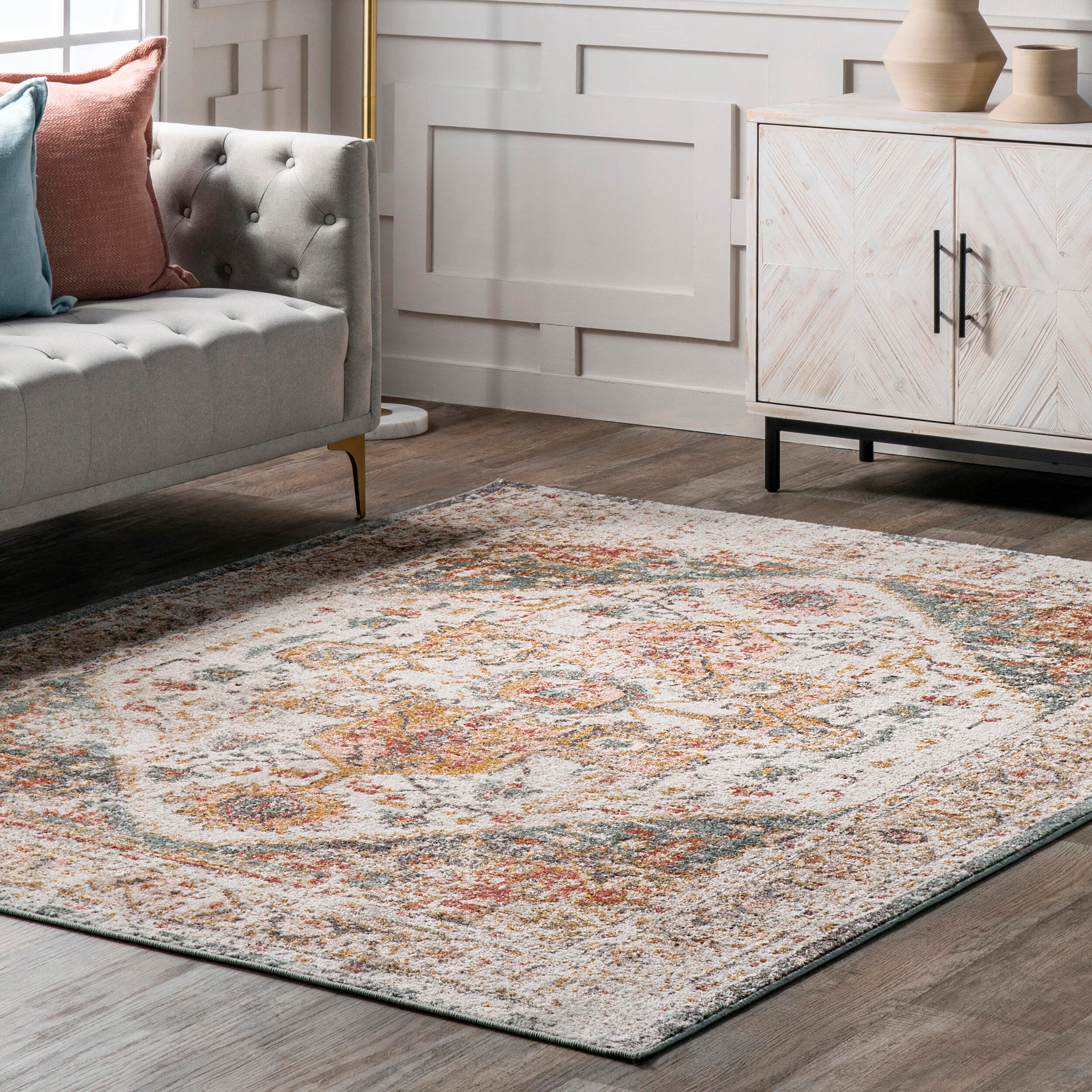 NuLoom Justine Vintage Medallion Area Rug, Beige, large