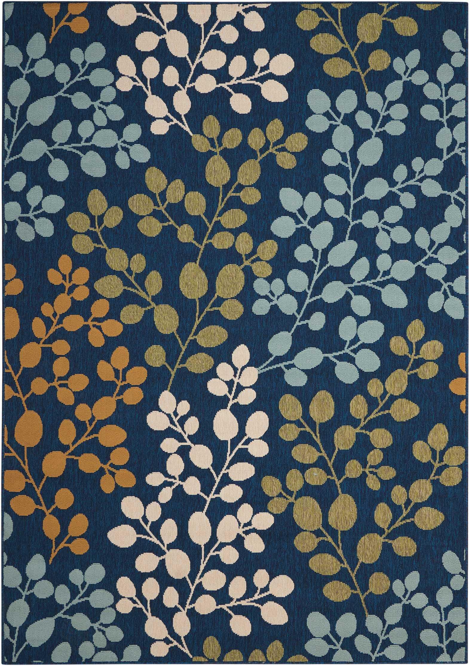 Nourison Home Nourison Caribbean 2'6" x 4' Navy Contemporary Indoor/Outdoor Rug, Navy, large