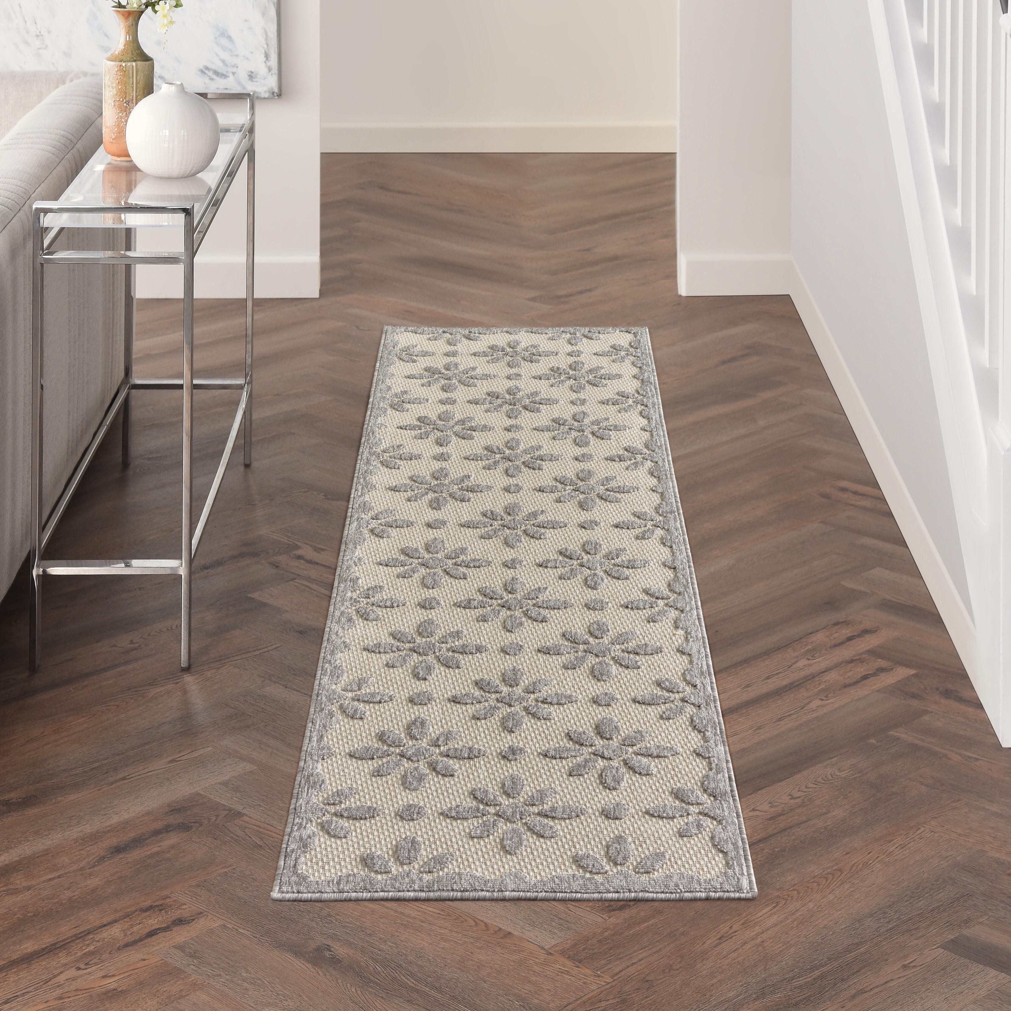 Nourison Home Nourison Cozumel 2'2" x 7'6" Cream Farmhouse Indoor/Outdoor Rug, , large