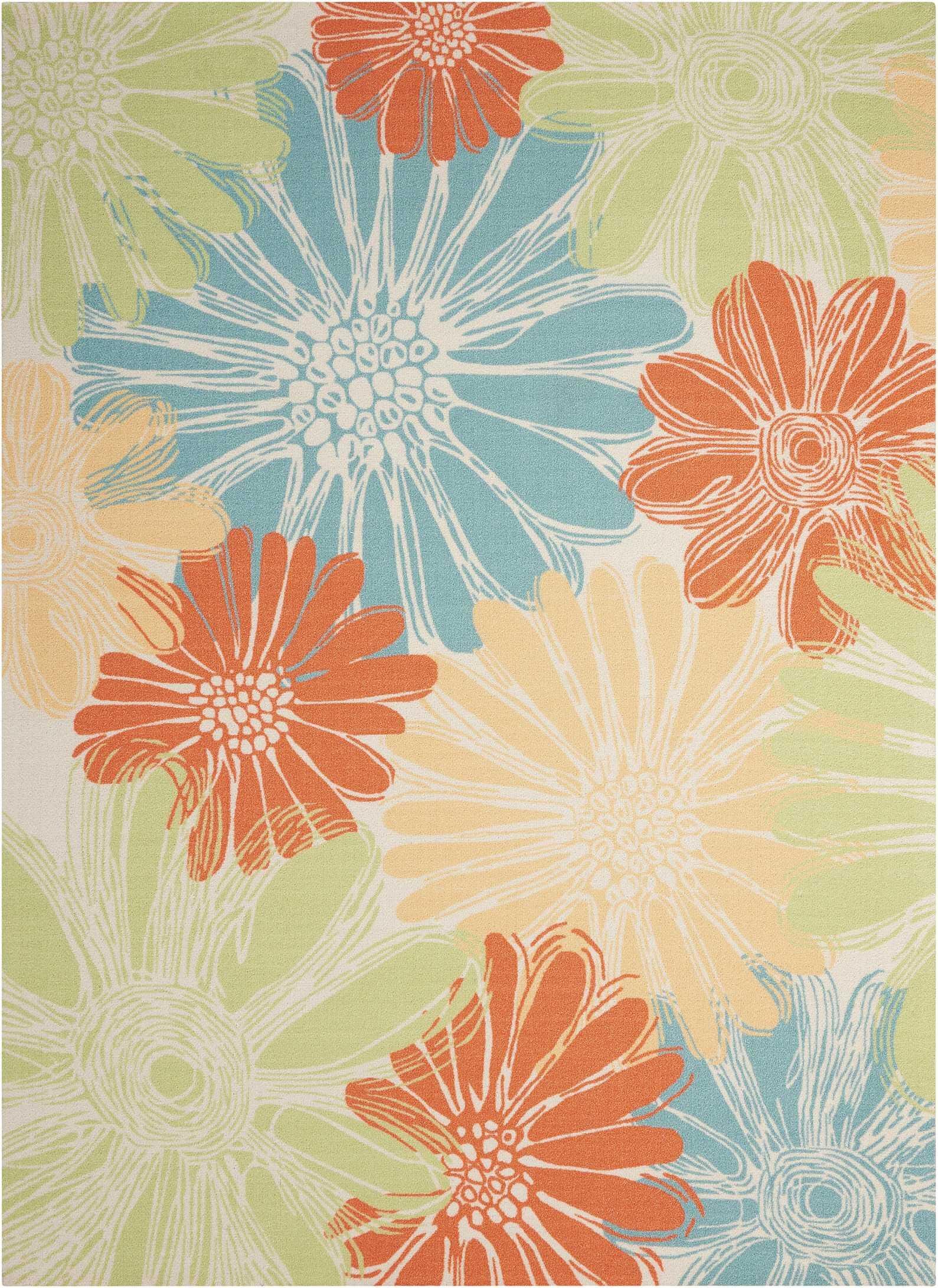 Home & Garden Outdoor Multicolor 5' x 8' Area Rug, Ivory