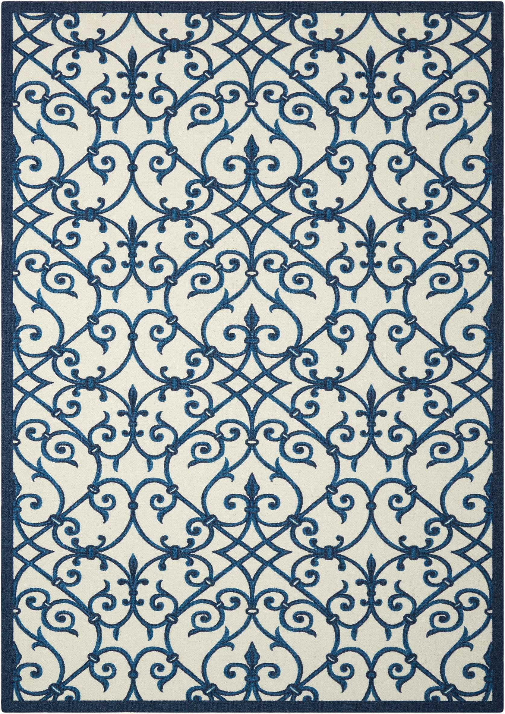 Nourison Nourison Home & Garden 4'4" x 6'3" Blue Farmhouse Indoor/Outdoor Rug, Blue, large