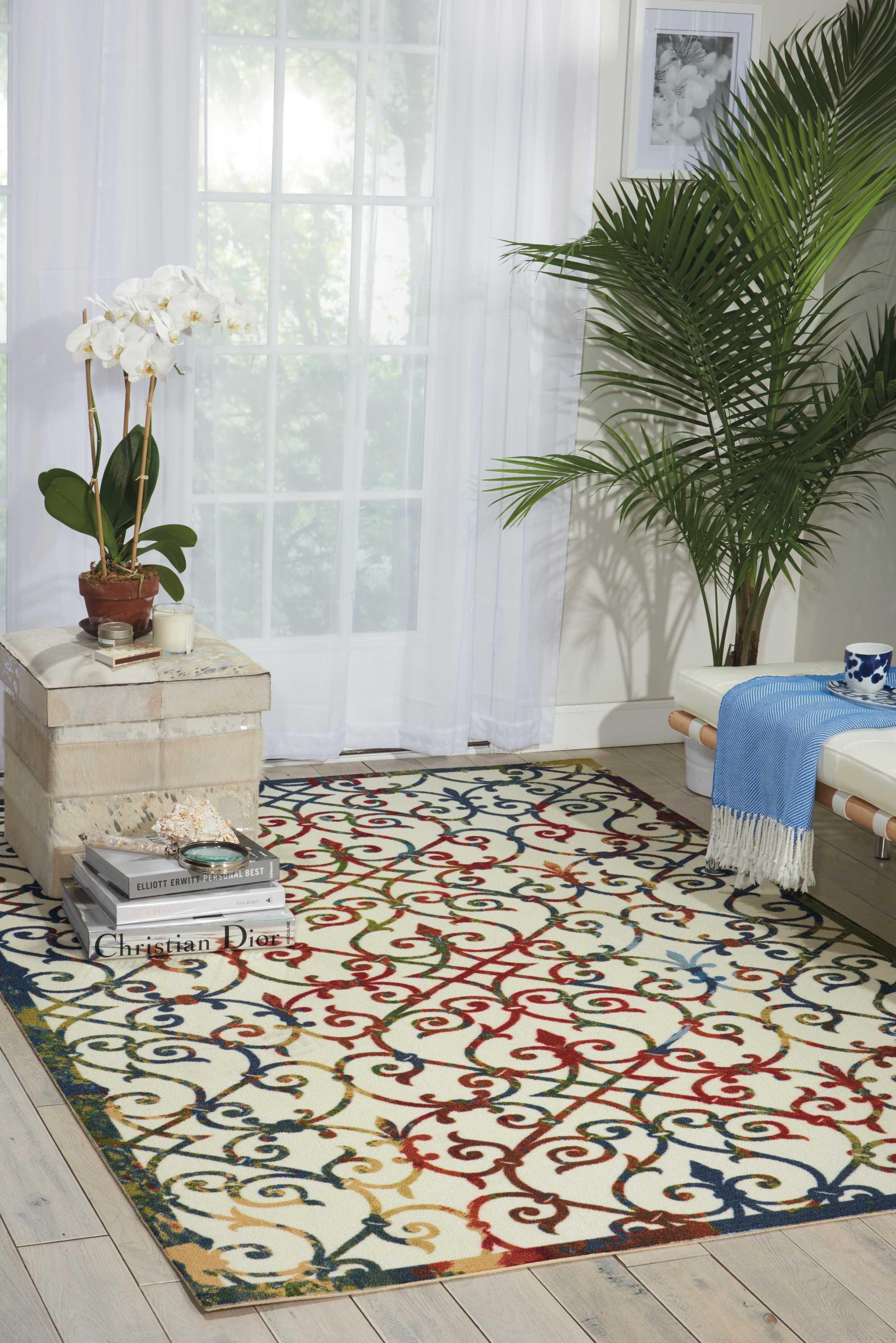 Nourison Nourison Home & Garden 4'4" x 6'3" Multicolor Bohemian Indoor/Outdoor Rug, Multi, rollover