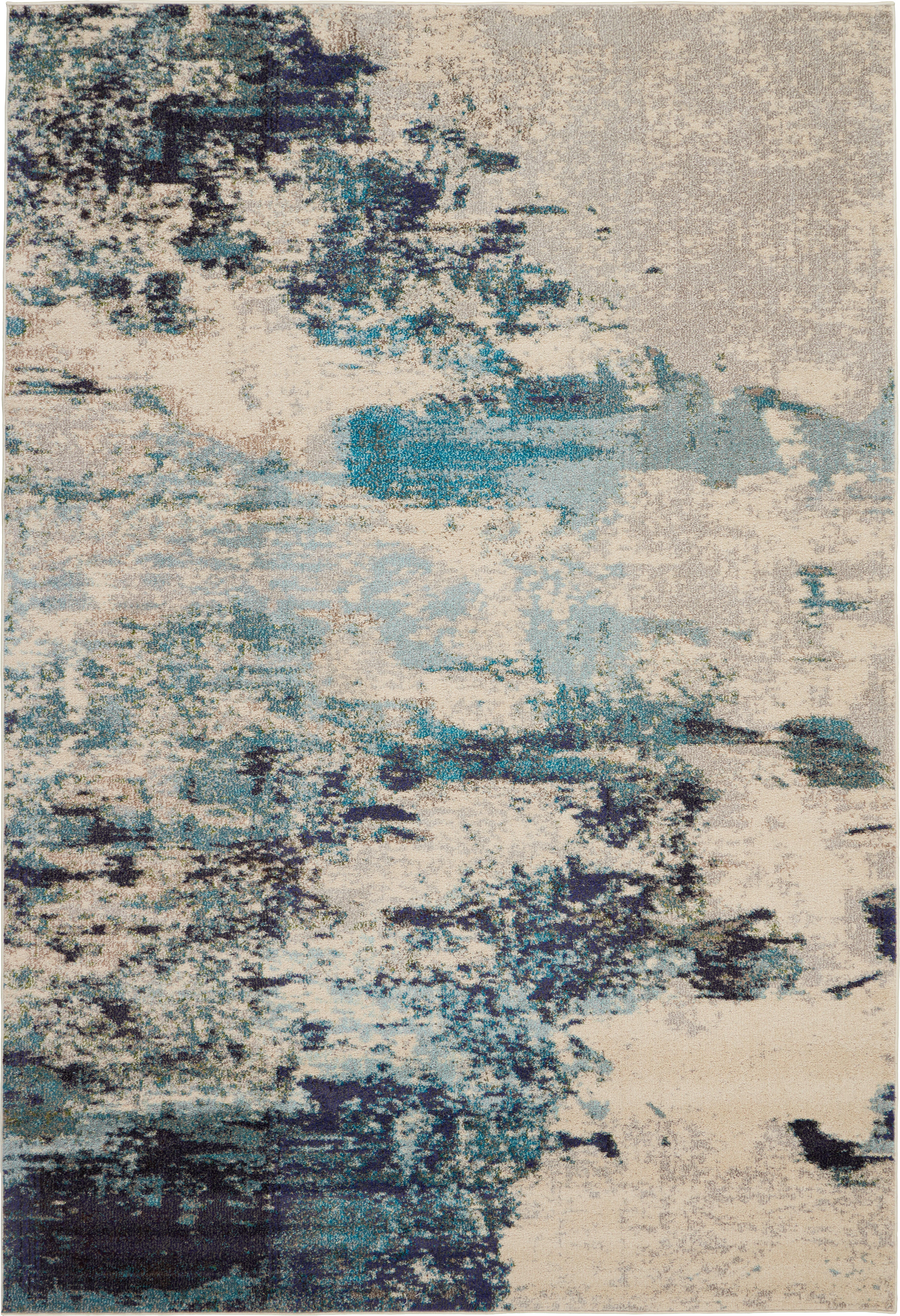 Nourison Nourison Celestial 6' x 9' Ivory/Teal Blue Modern Indoor Rug, Ivory/Teal Blue, large