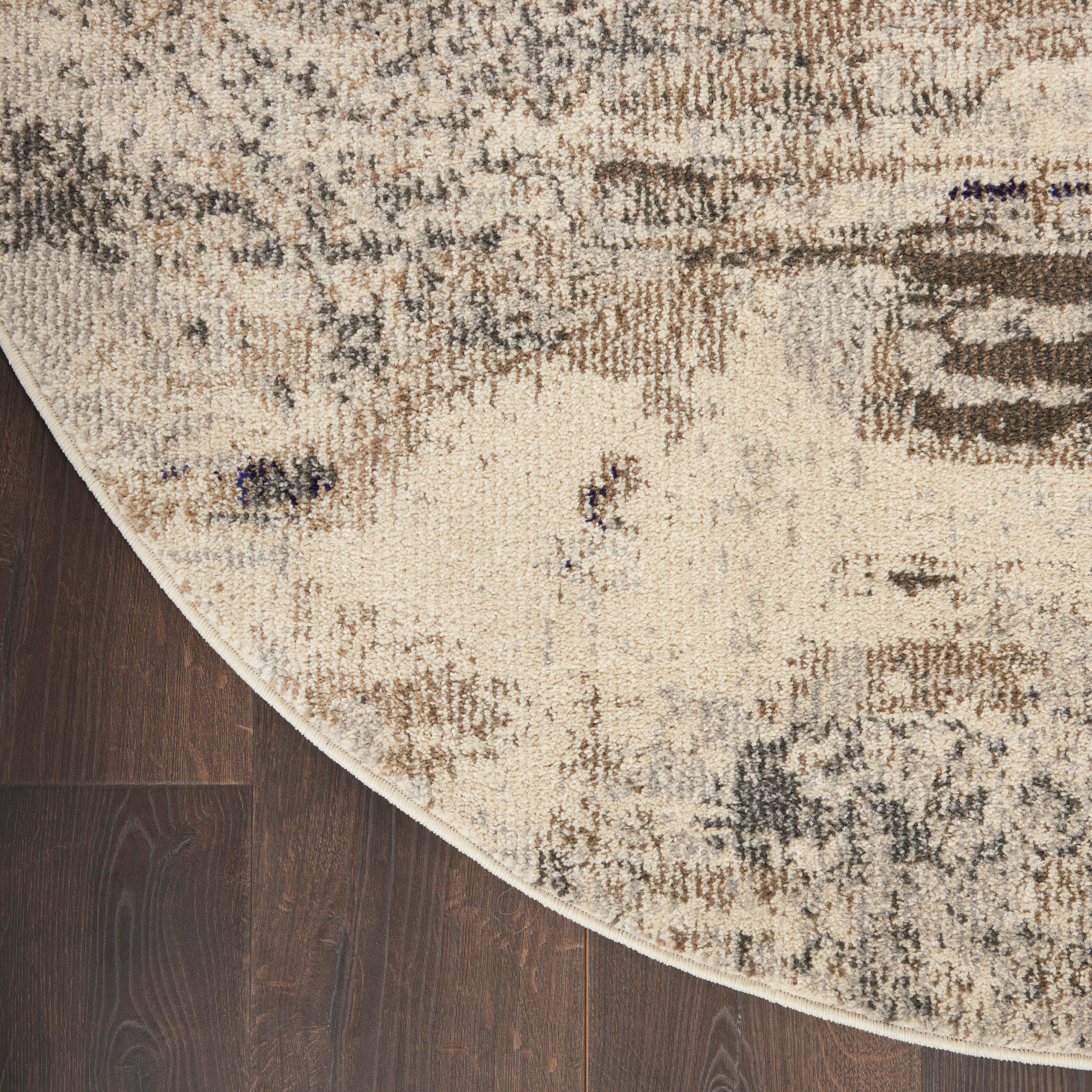 Nourison Nourison Celestial 5'3" x ROUND Ivory/Grey Modern Indoor Rug, Ivory/Gray, large