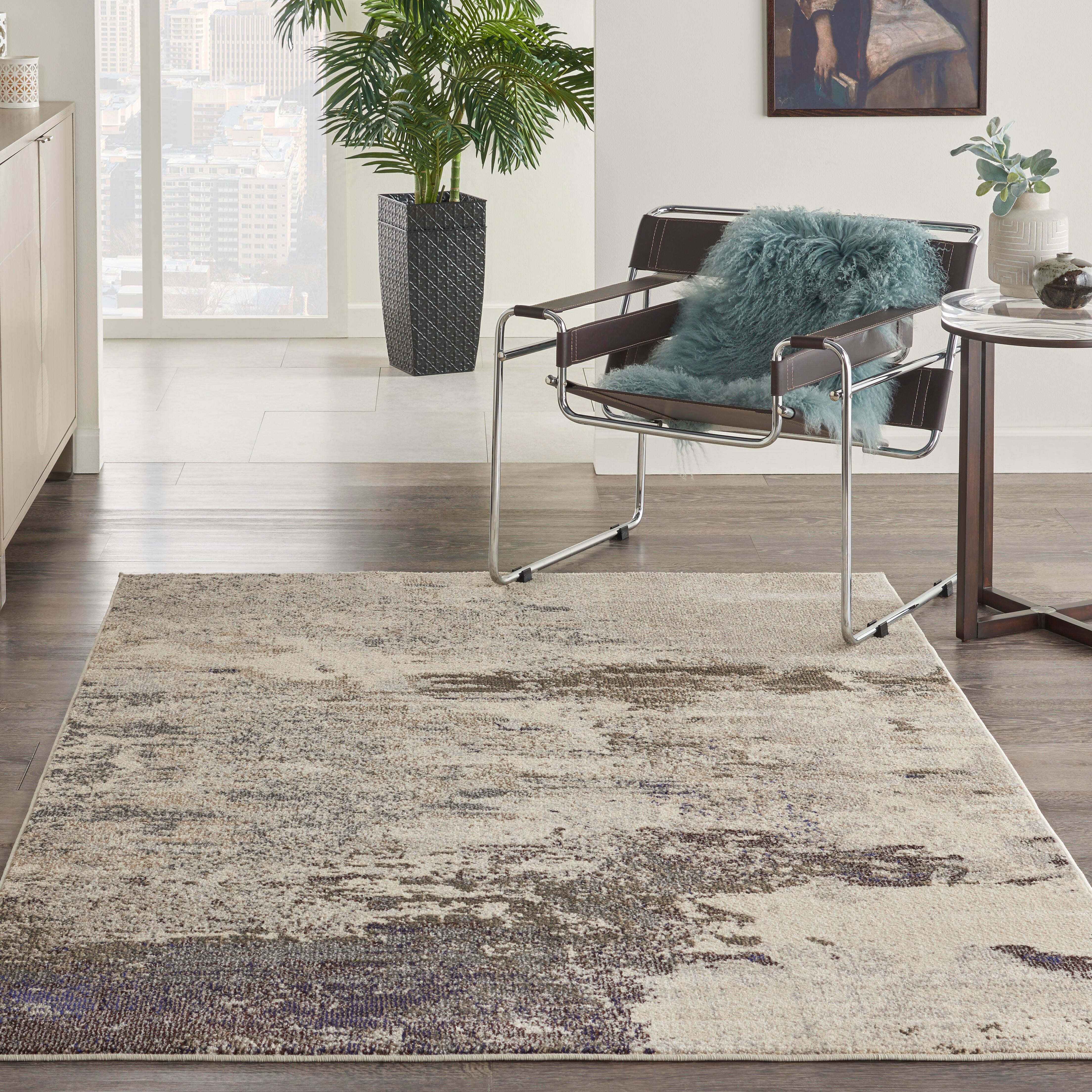 Nourison Nourison Celestial 5'3" x 7'3" Ivory/Grey Modern Indoor Rug, Ivory/Gray, large