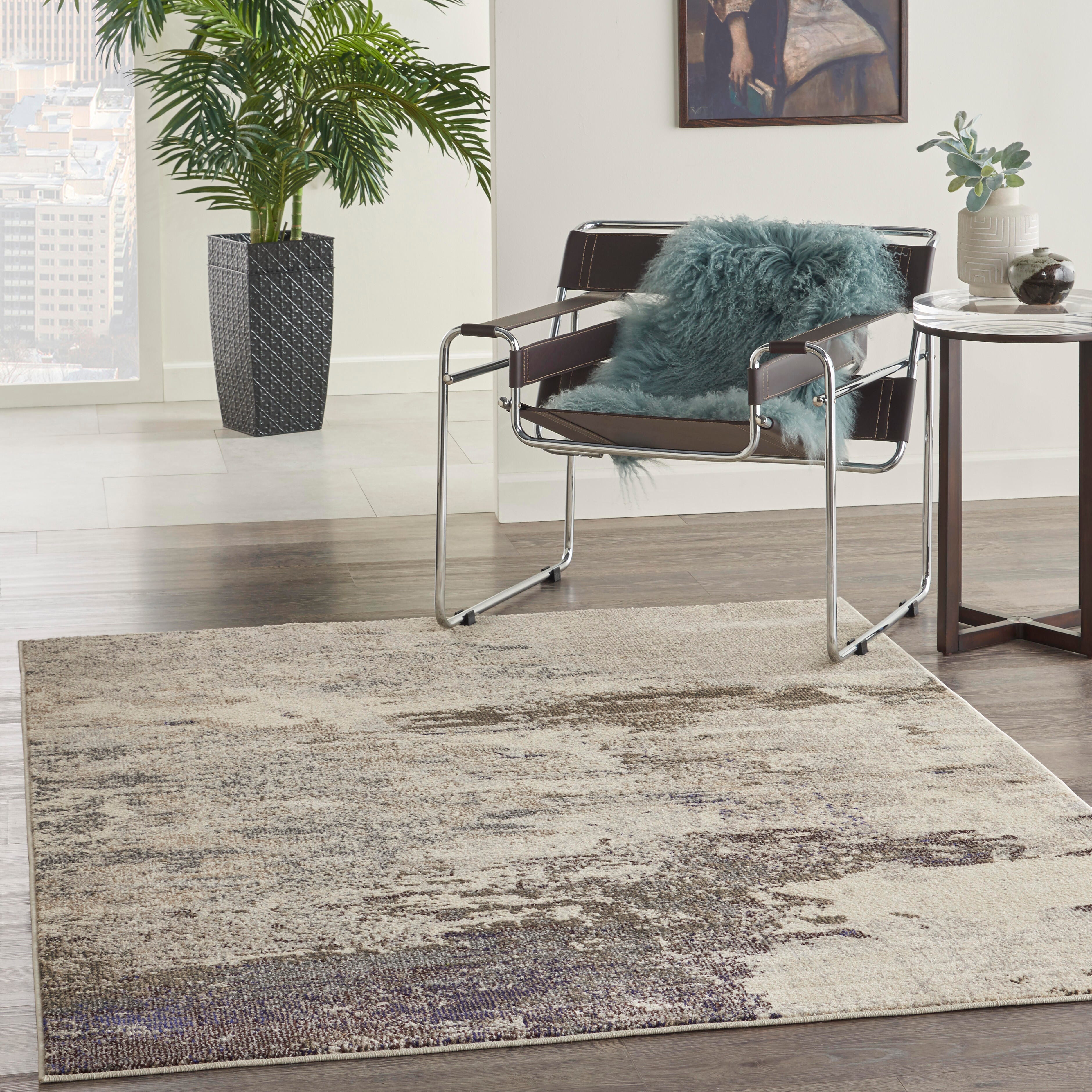 Nourison Nourison Celestial 5'3" x 7'3" Ivory/Grey Modern Indoor Rug, Ivory/Gray, large