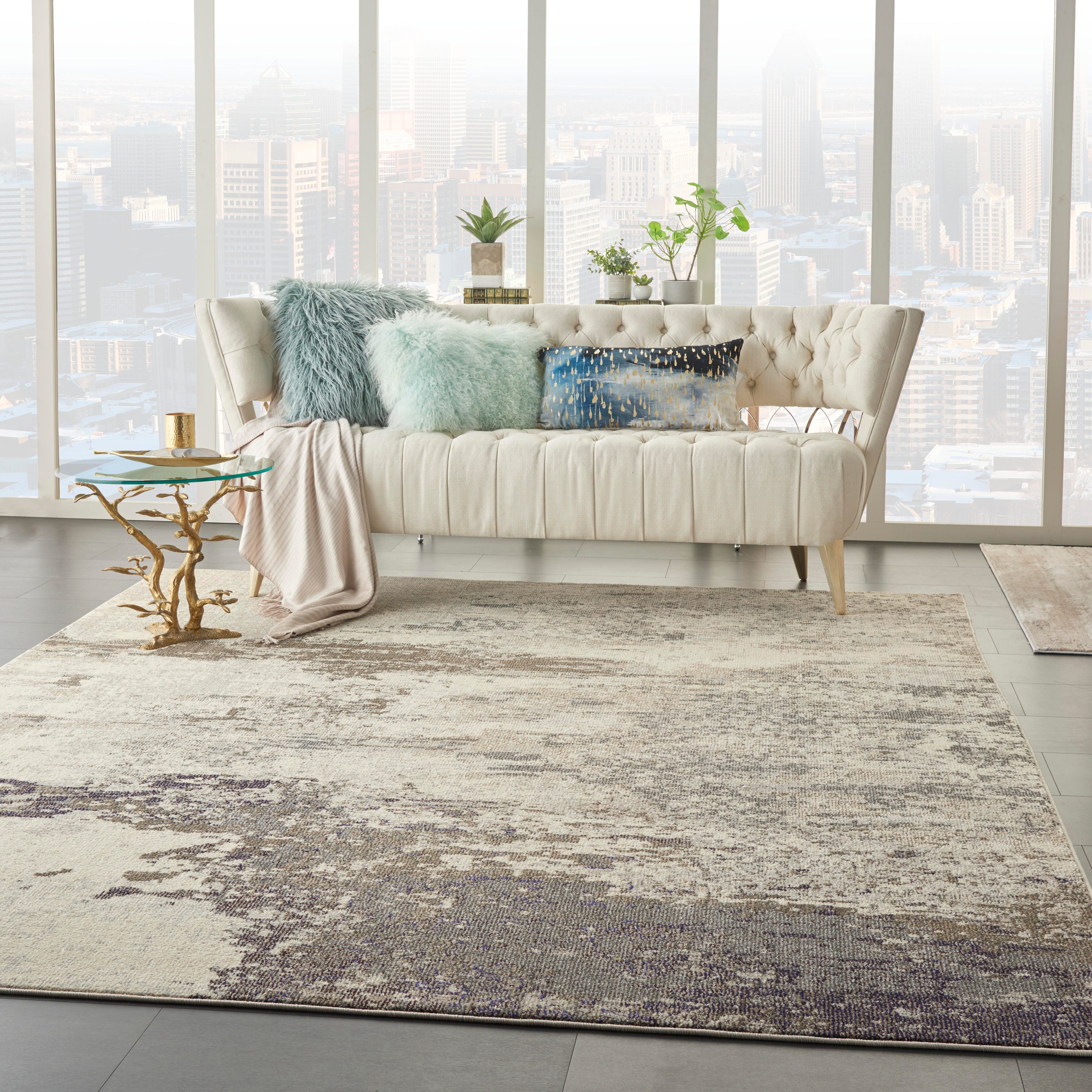 Nourison Nourison Celestial 6'7" x 9'7" Ivory/Grey Modern Indoor Rug, Ivory/Gray, large