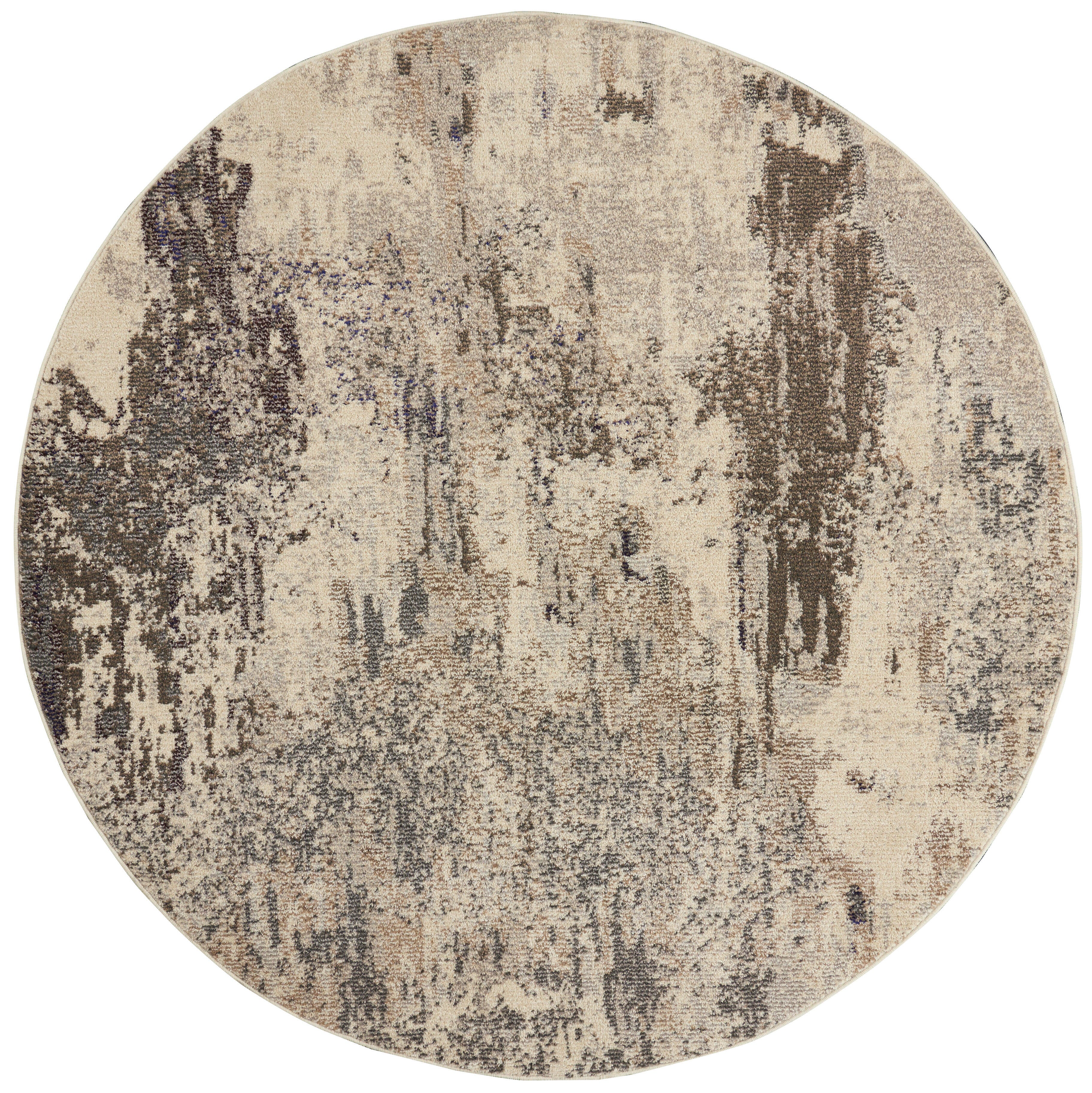 Nourison Nourison Celestial 7'10" x ROUND Ivory/Grey Modern Indoor Rug, Ivory/Gray, large