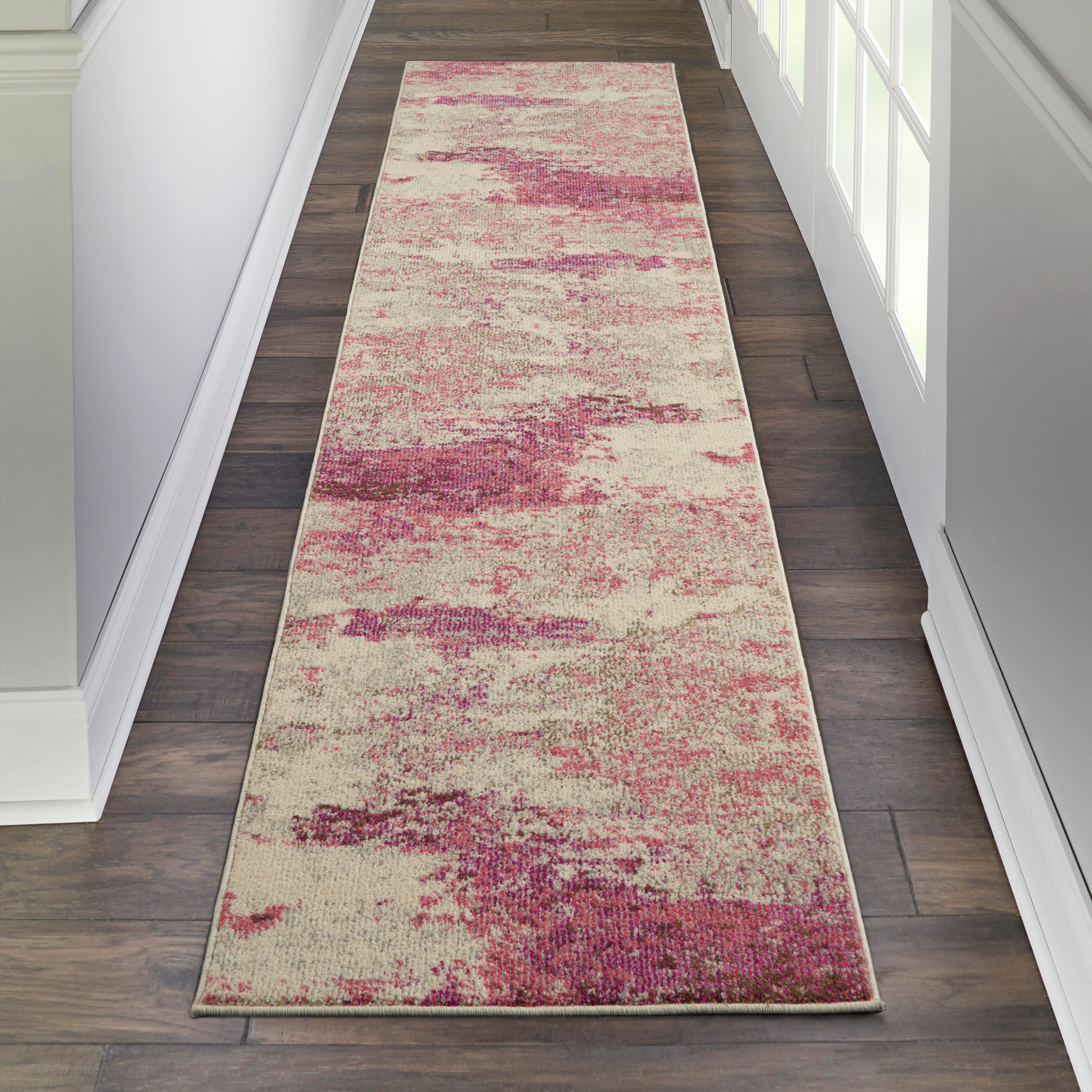 Nourison Nourison Celestial 2'2" x 12' Ivory/Pink Modern Indoor Rug, Ivory/Pink, rollover