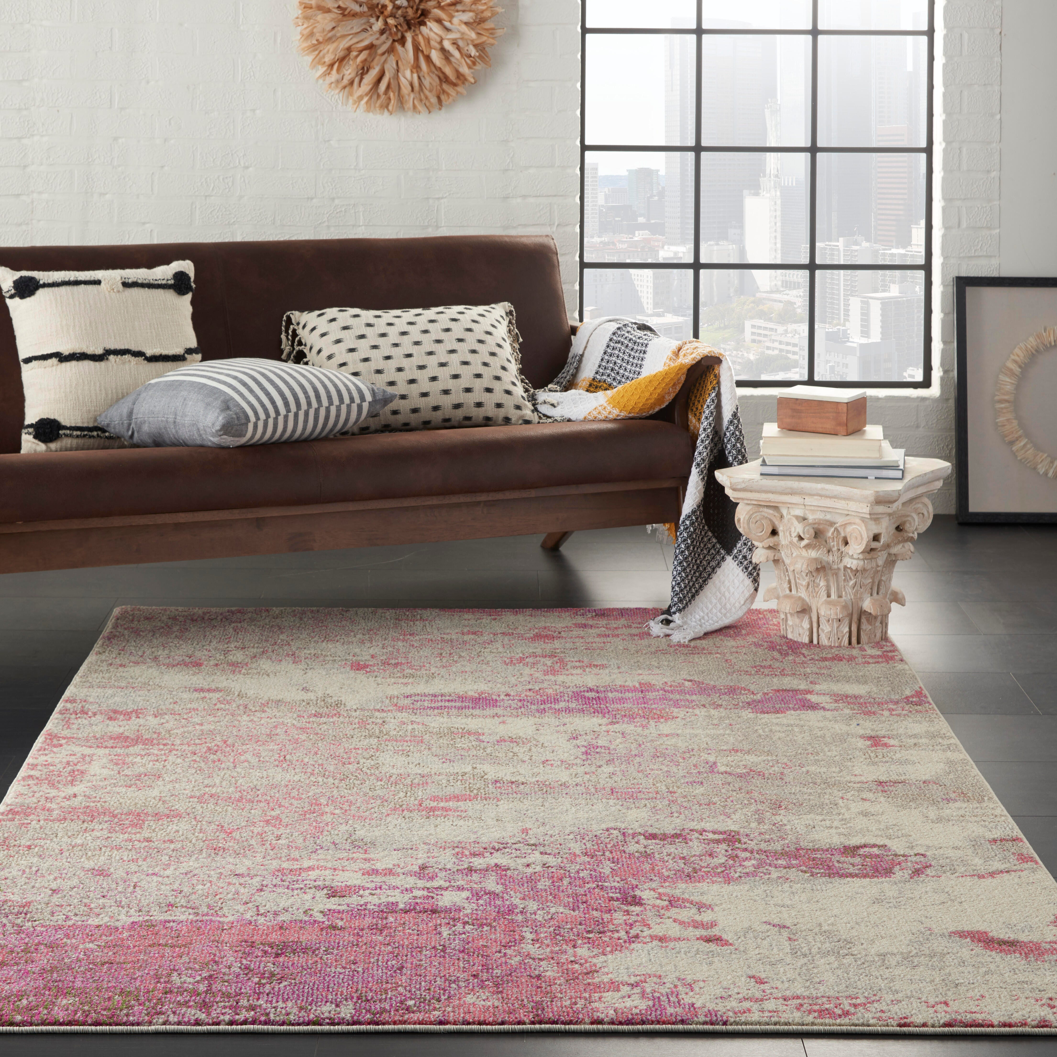 Nourison Nourison Celestial 5'3" x 7'3" Ivory/Pink Modern Indoor Rug, Ivory/Pink, large