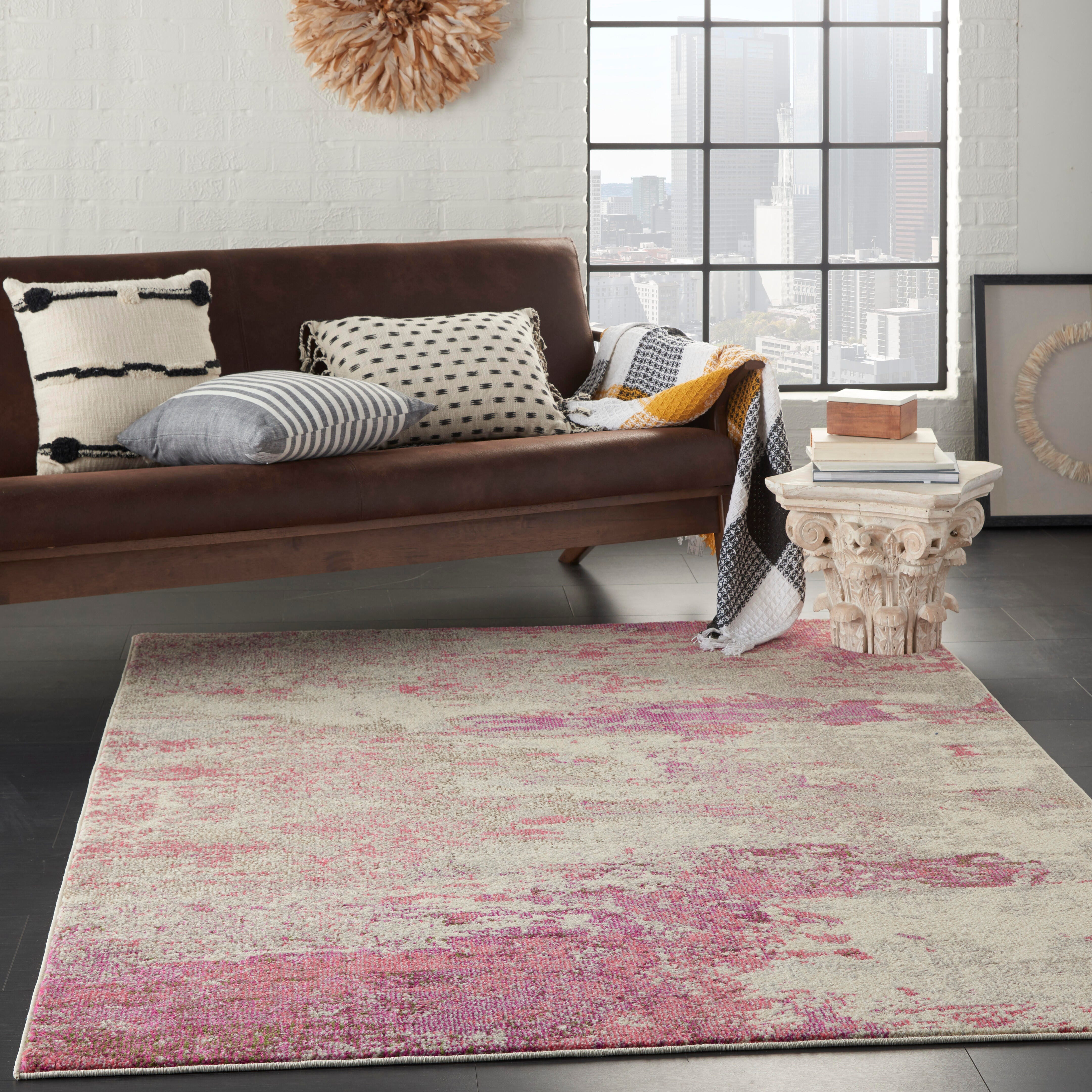 Nourison Nourison Celestial 5'3" x 7'3" Ivory/Pink Modern Indoor Rug, Ivory/Pink, large