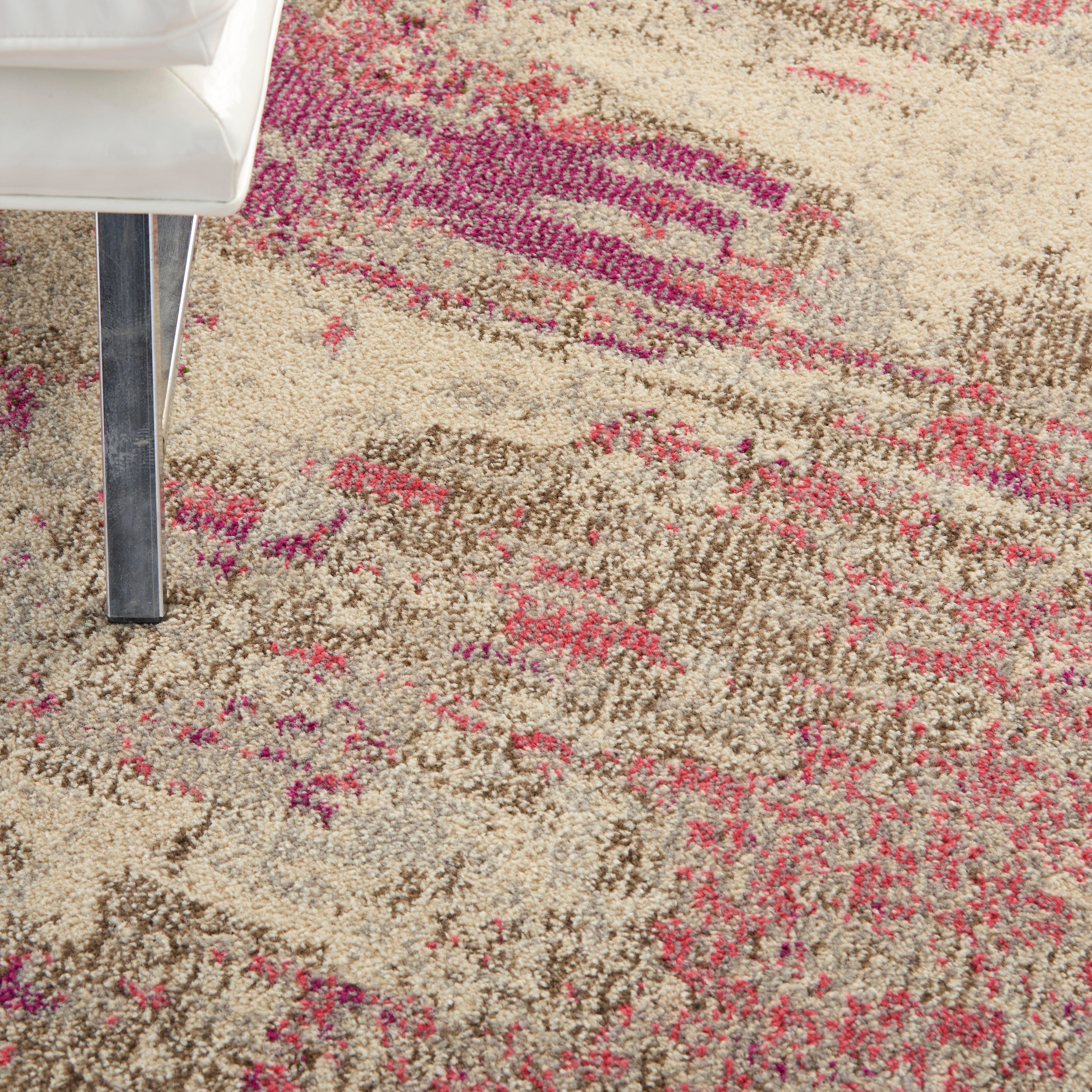 Nourison Nourison Celestial 5'3" x ROUND Ivory/Pink Modern Indoor Rug, Ivory/Pink, large