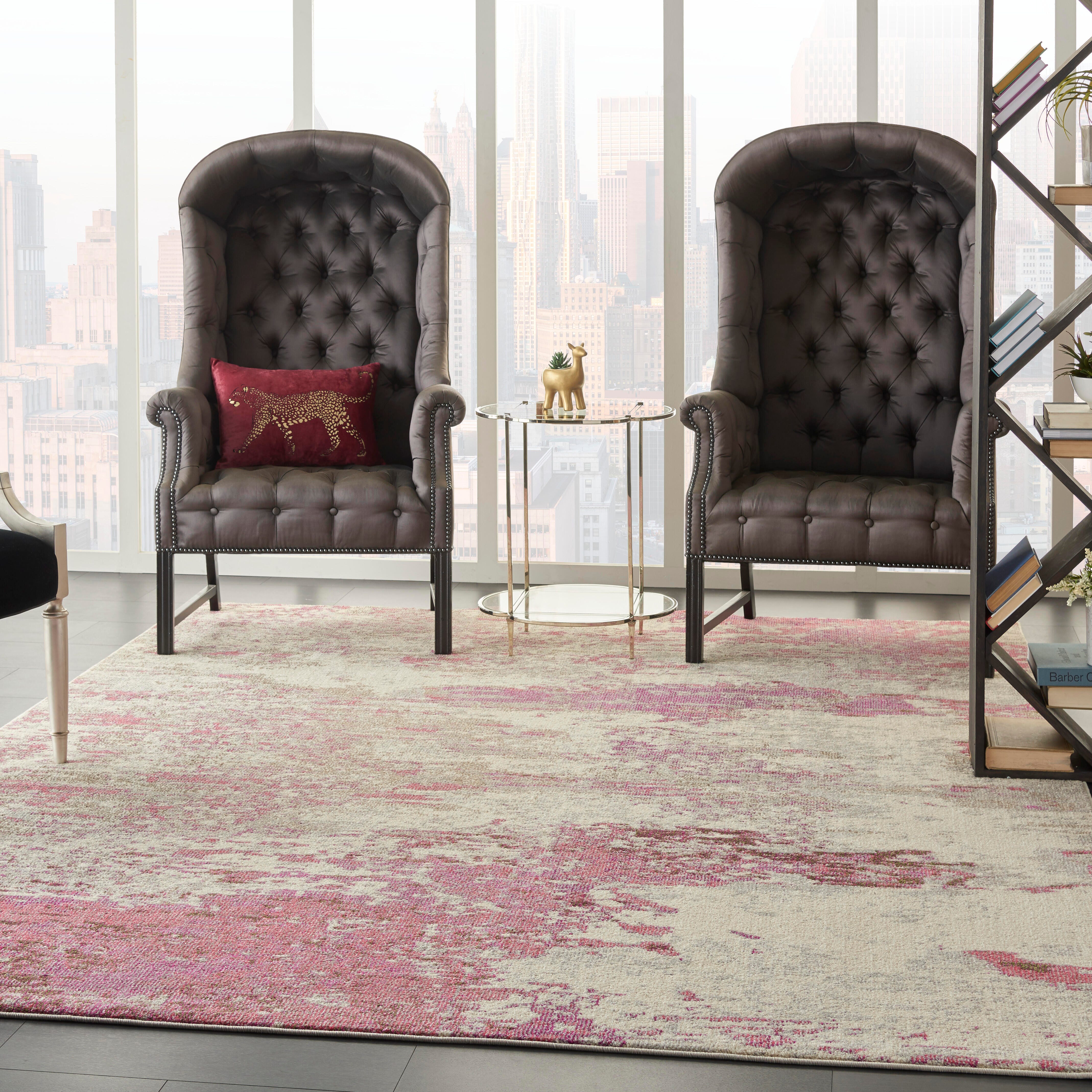 Nourison Nourison Celestial 6'7" x 9'7" Ivory/Pink Modern Indoor Rug, Ivory/Pink, large