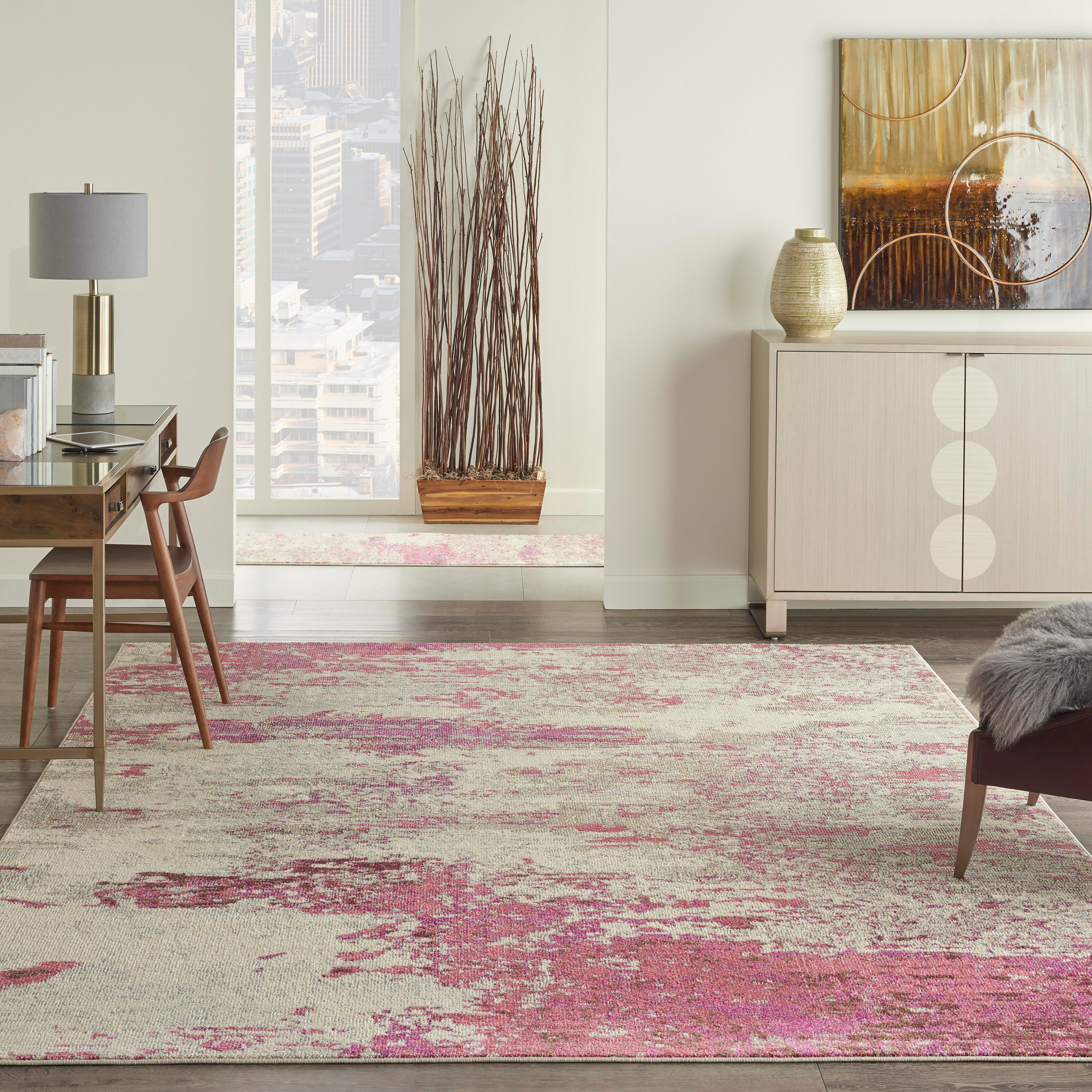 Nourison Nourison Celestial 7'10" x 10'6" Ivory/Pink Modern Indoor Rug, Ivory/Pink, rollover