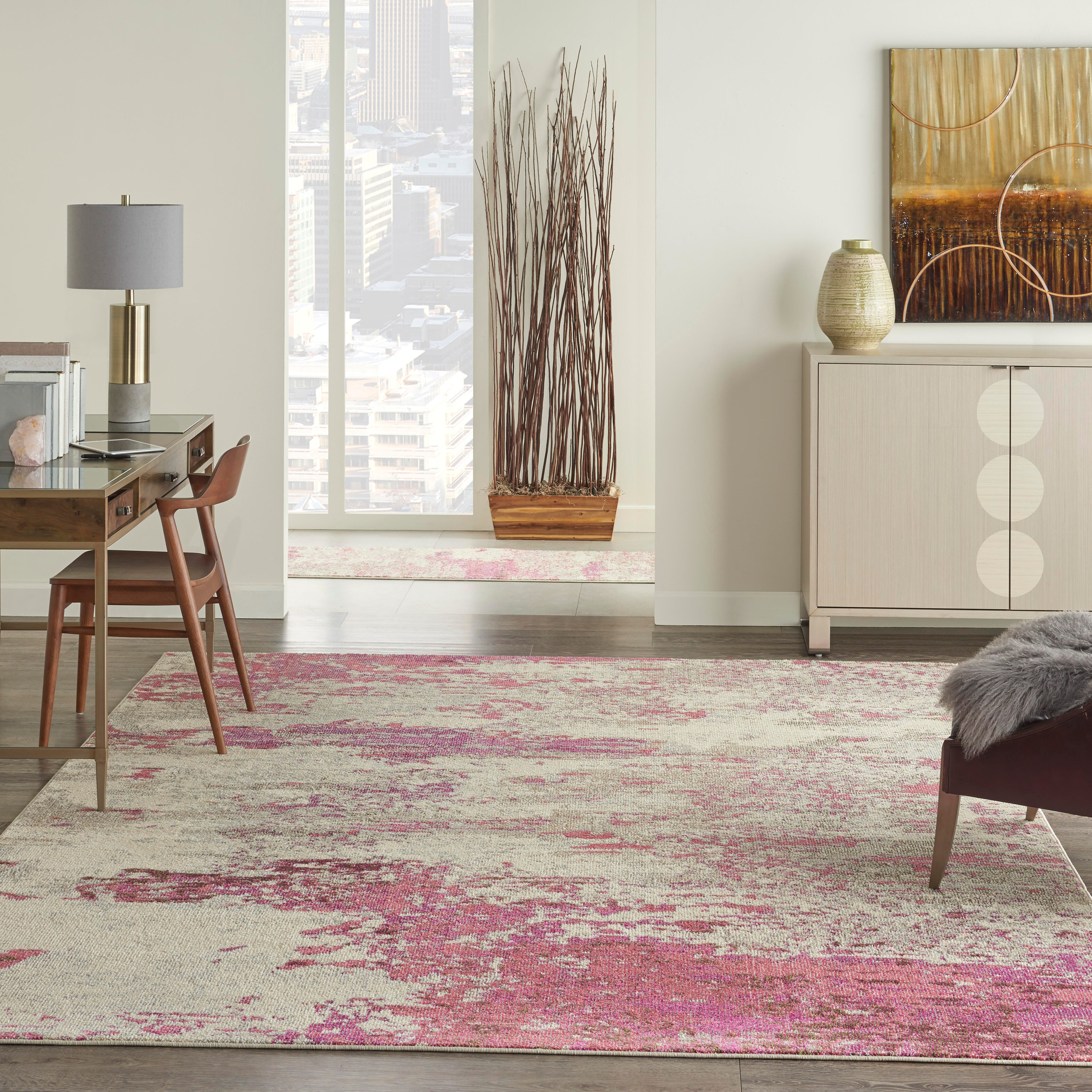 Nourison Nourison Celestial 7'10" x 10'6" Ivory/Pink Modern Indoor Rug, Ivory/Pink, large