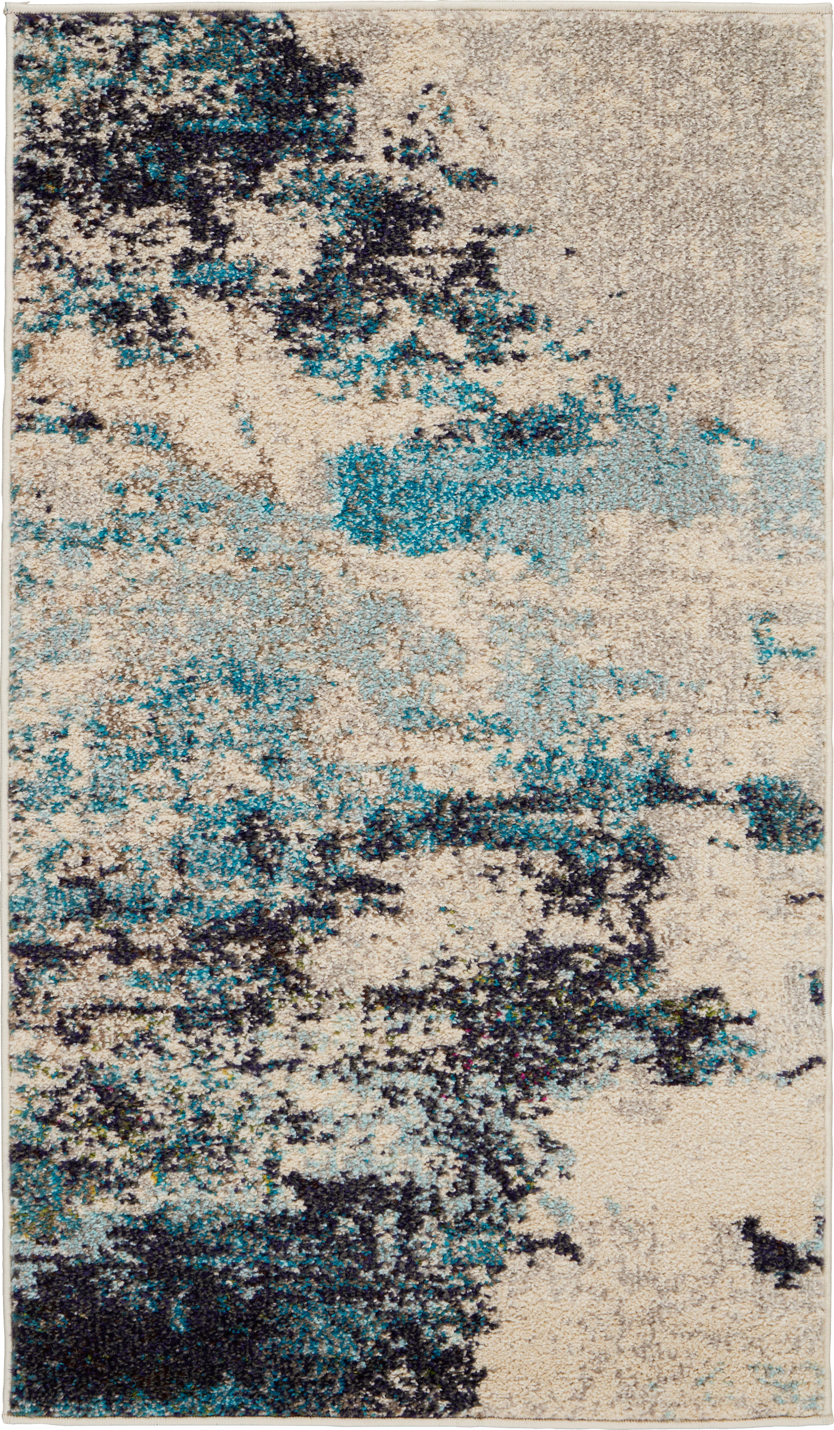 Nourison Nourison Celestial 2'2" x 3'9" Ivory/Teal Blue Modern Indoor Rug, Ivory/Teal Blue, large