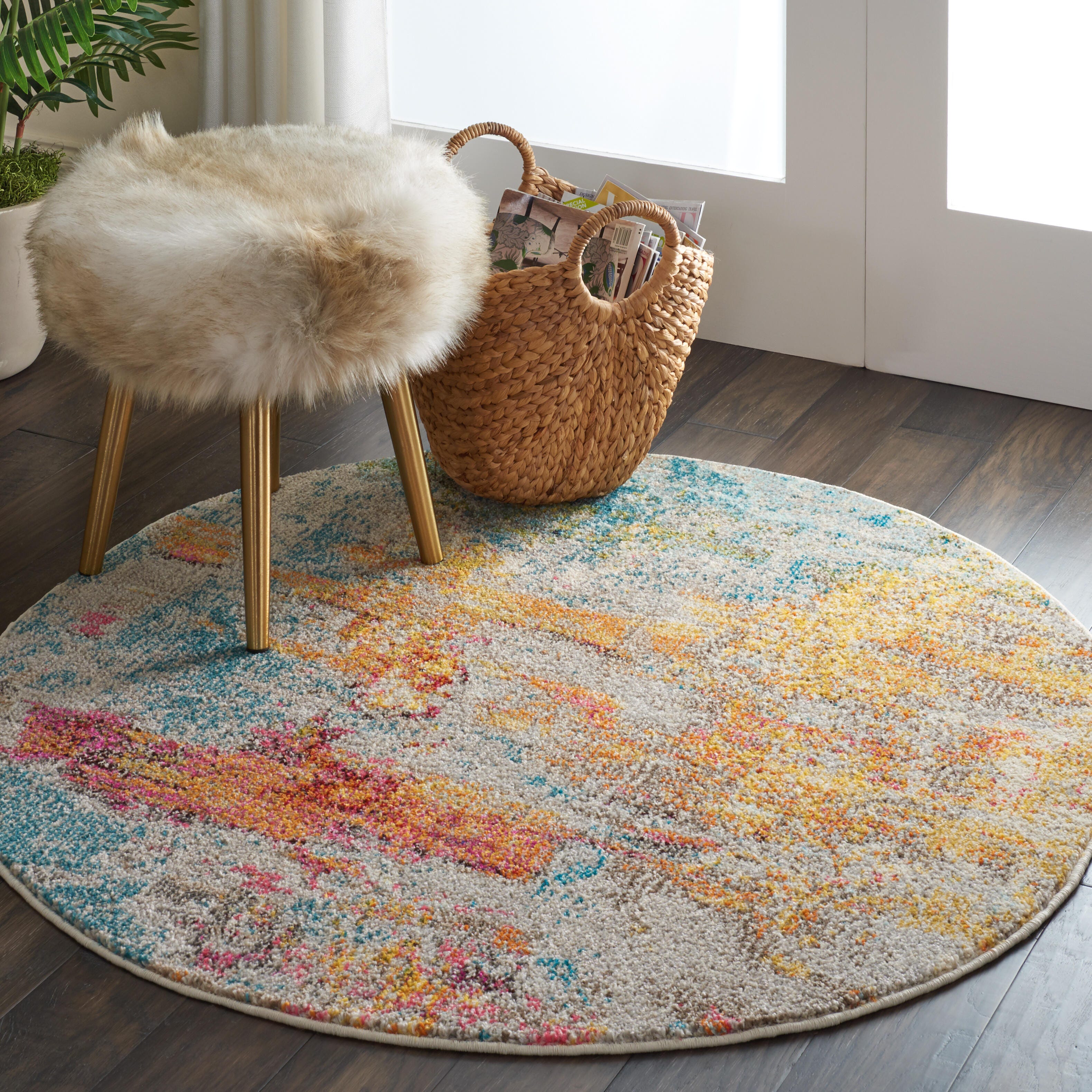 Nourison Nourison Celestial 4' x ROUND Sealife Modern Indoor Rug, Sealife, large