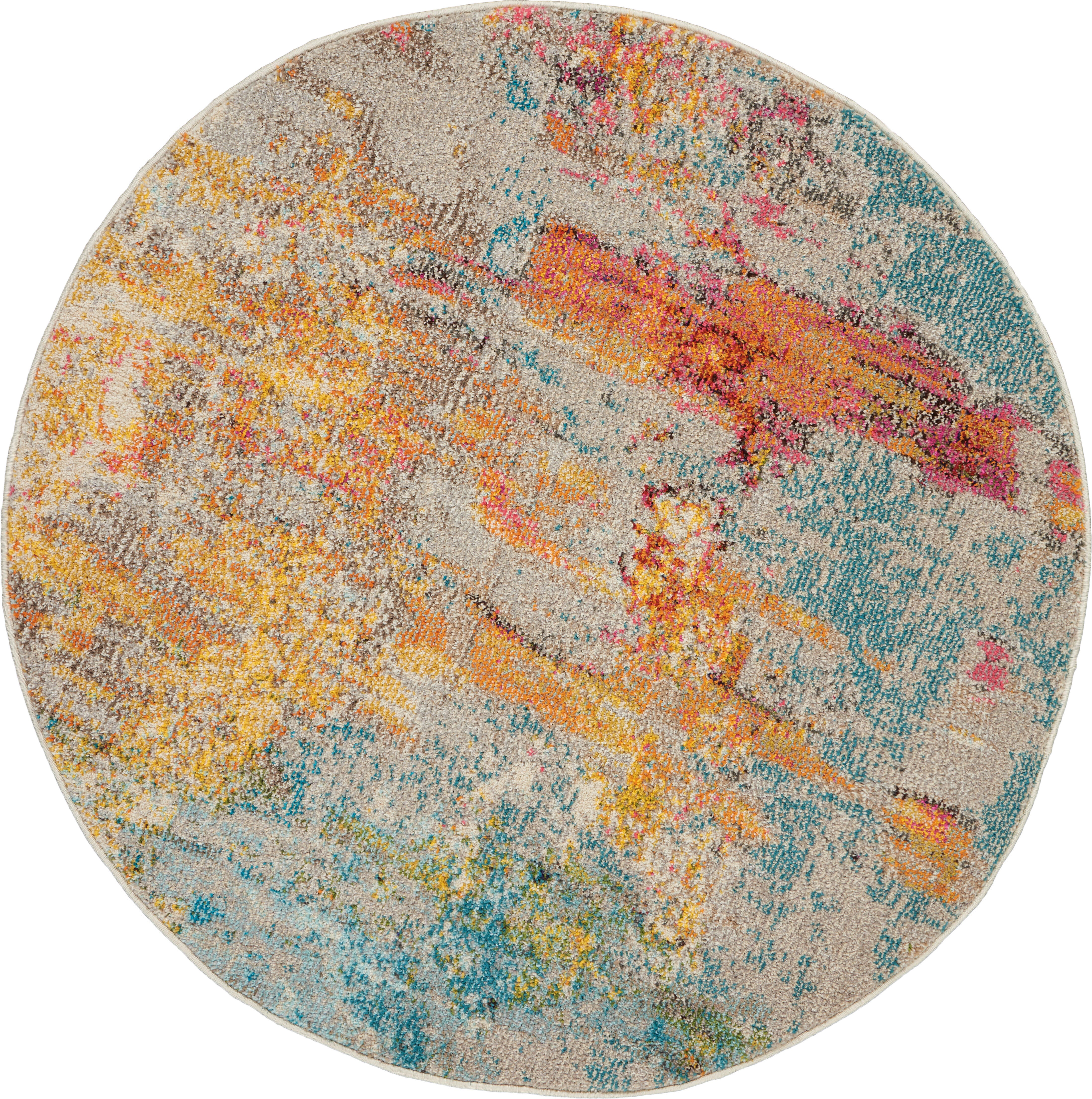 Nourison Nourison Celestial 5'3" x ROUND Sealife Modern Indoor Rug, Sealife, large