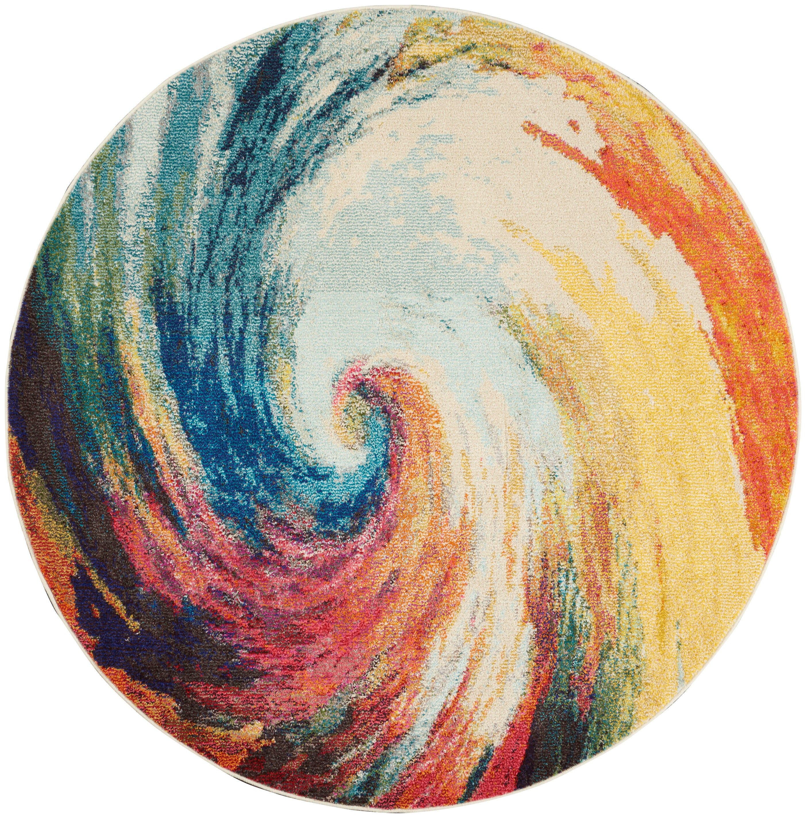 Nourison Nourison Celestial 5'3" x Round Wave Modern Indoor Rug, Wave, large