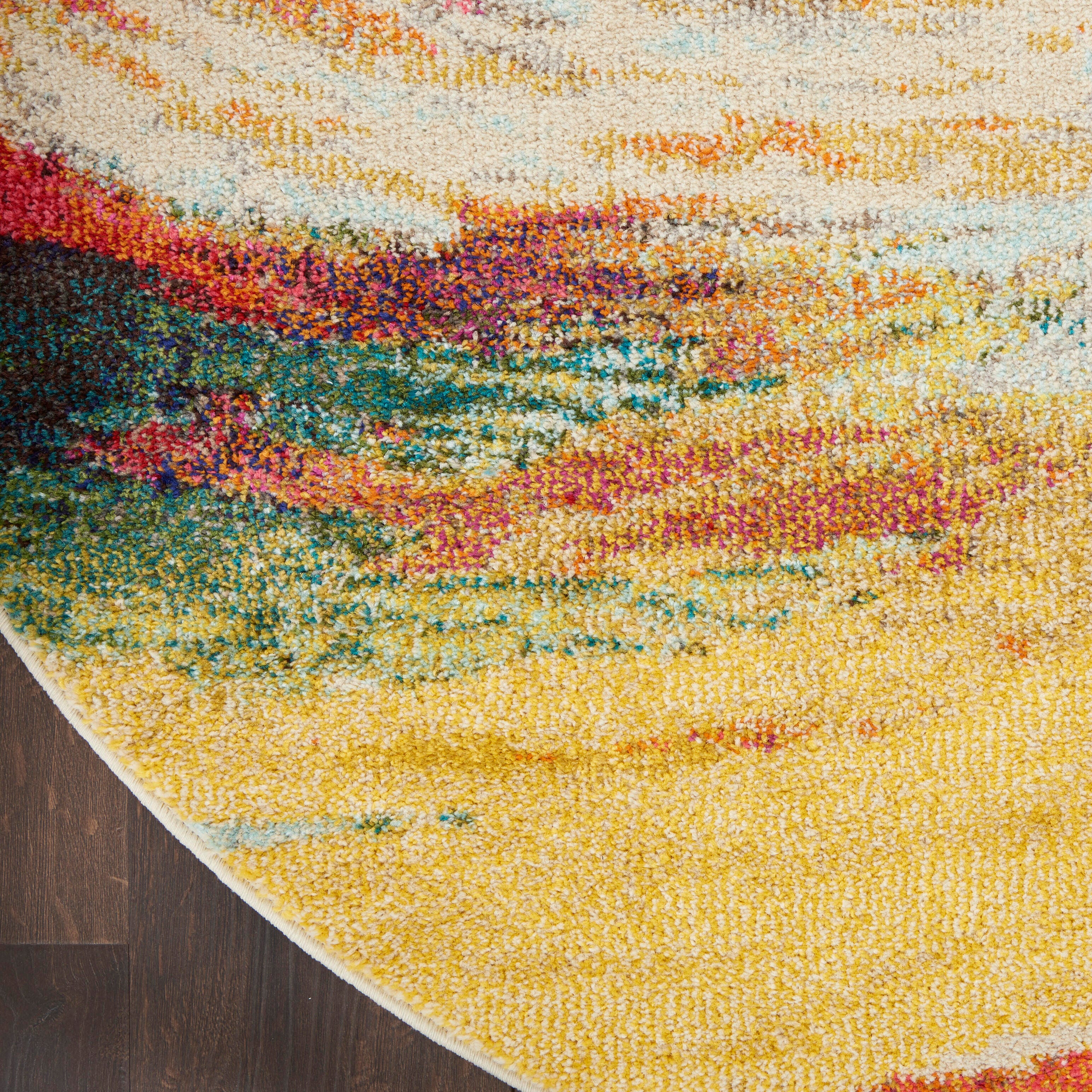 Nourison Nourison Celestial 5'3" x Round Wave Modern Indoor Rug, Wave, large