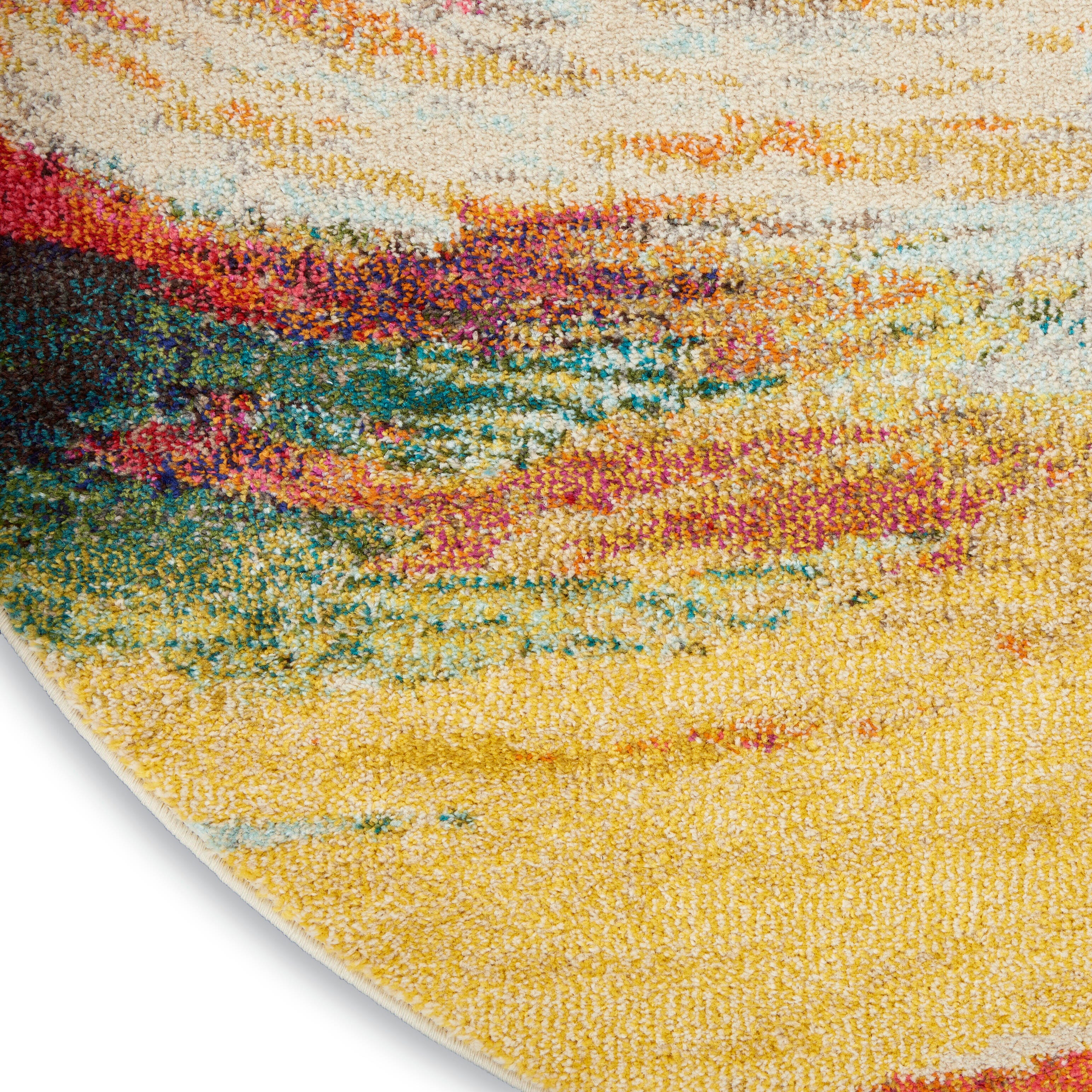 Nourison Nourison Celestial 5'3" x Round Wave Modern Indoor Rug, Wave, large
